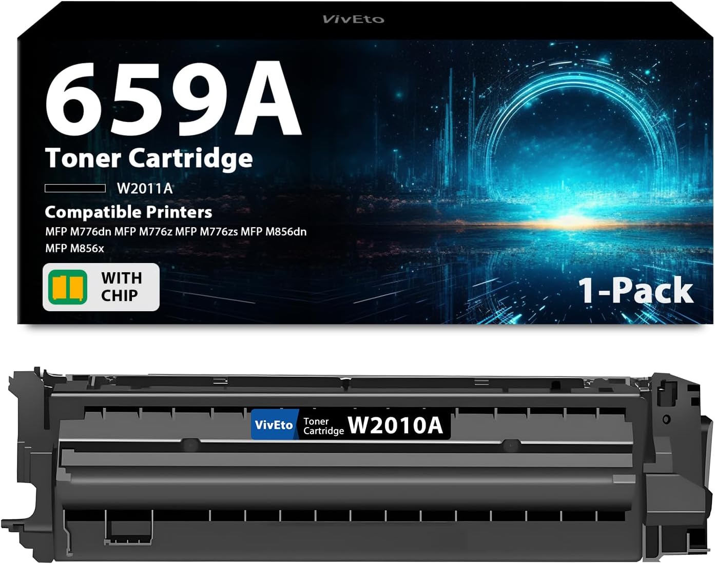 659A Toner Cartridge with Chip Replacement for HP 659A W2010A Toner Cartridge for Color Laser Enterprise MFP M776 M856x M856dn M776z M776dn Printer, 1 Pack 659A Toner Black