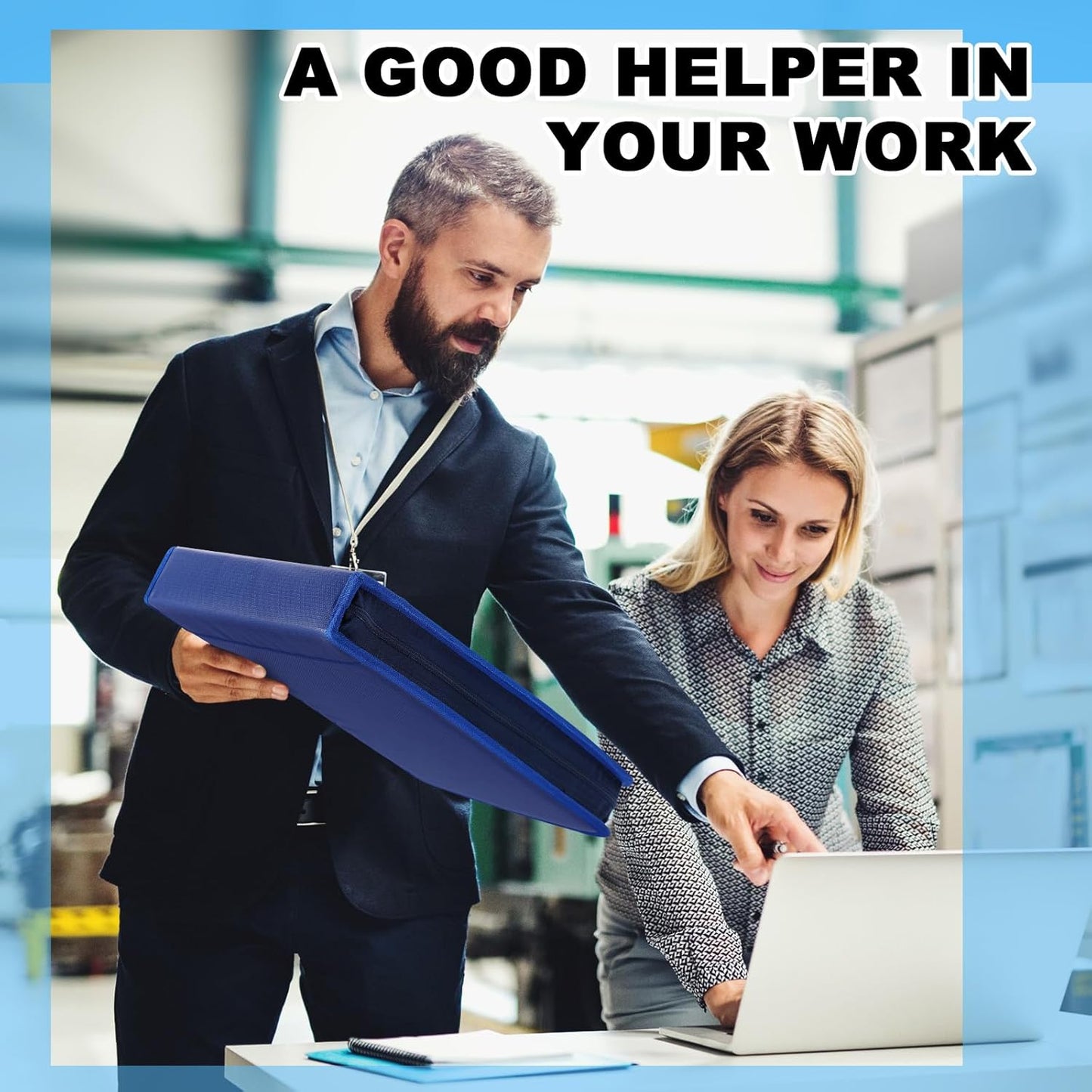 Henoyso 7 Ring Fireproof Business Checkbook Binder with Zipper 1.5 Inch D Rings Check Binder 9 x 13 Inch Checks 600 Sheets Capacity Built in Storage Organizer for Office Storage(Dark Blue,7 Ring)