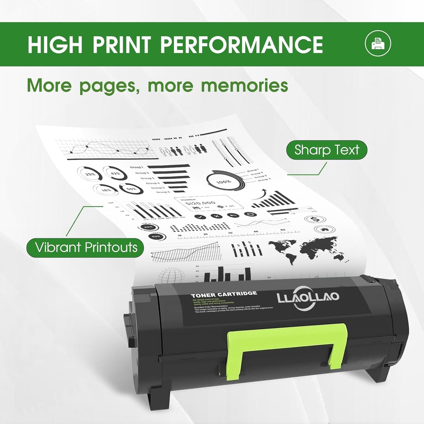 LLAOLLAO 56F1H00 Toner Replacement for Lexmark 56F1H00 Black Toner Cartridge High Yield for MS321 MS521 MS421 MS621 MS622 MX321 MX421 MX521 MX522 MX622 Laser Printer (15000 Pages)