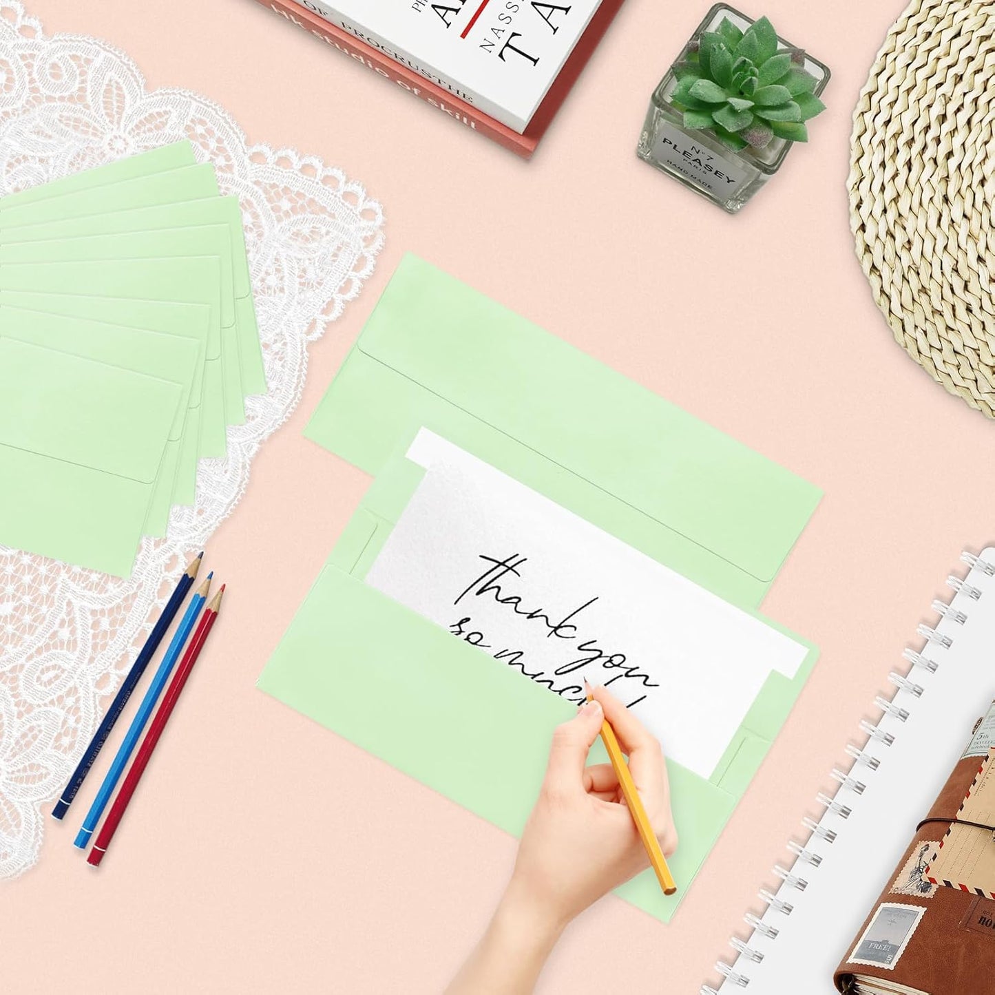 100 Pack #10 Business Envelopes, Light Green Standard Envelopes Self Seal, Letter Size Mailing Envelopes for Checks Letters Invoices Christmas Birthday Graduation Wedding, 4 1/8 x 9 1/2 Inch