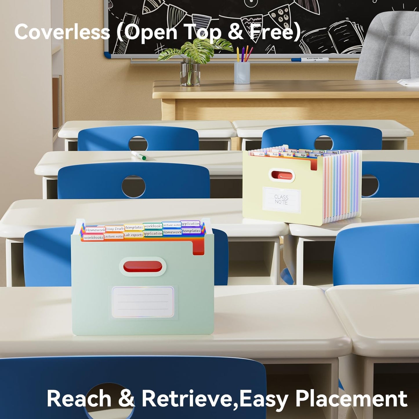 ThinkTex Accordion File Organizer, 12 - Pocket Expanding File Folders Upright & Open Top,for Paper Receipts, Bills&Taxes Organizer, Letter/A4 Size for School, Office, Home with Colorful tab-Sage Green