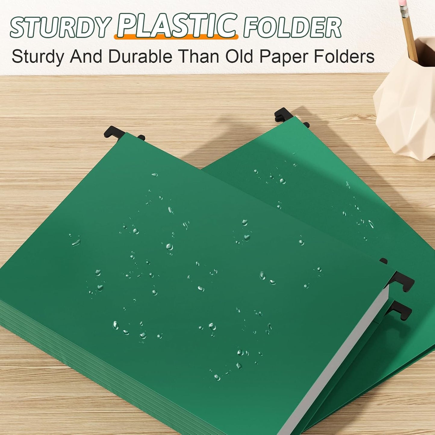 Plastic Hanging File Folder Letter Size,12 Pack Reinforced Heavy Duty Hanging Folders,Sturdy File Cabinet Folders,Green Hanging File Folders with Tabs,Hanging Folders for Filing Cabinet