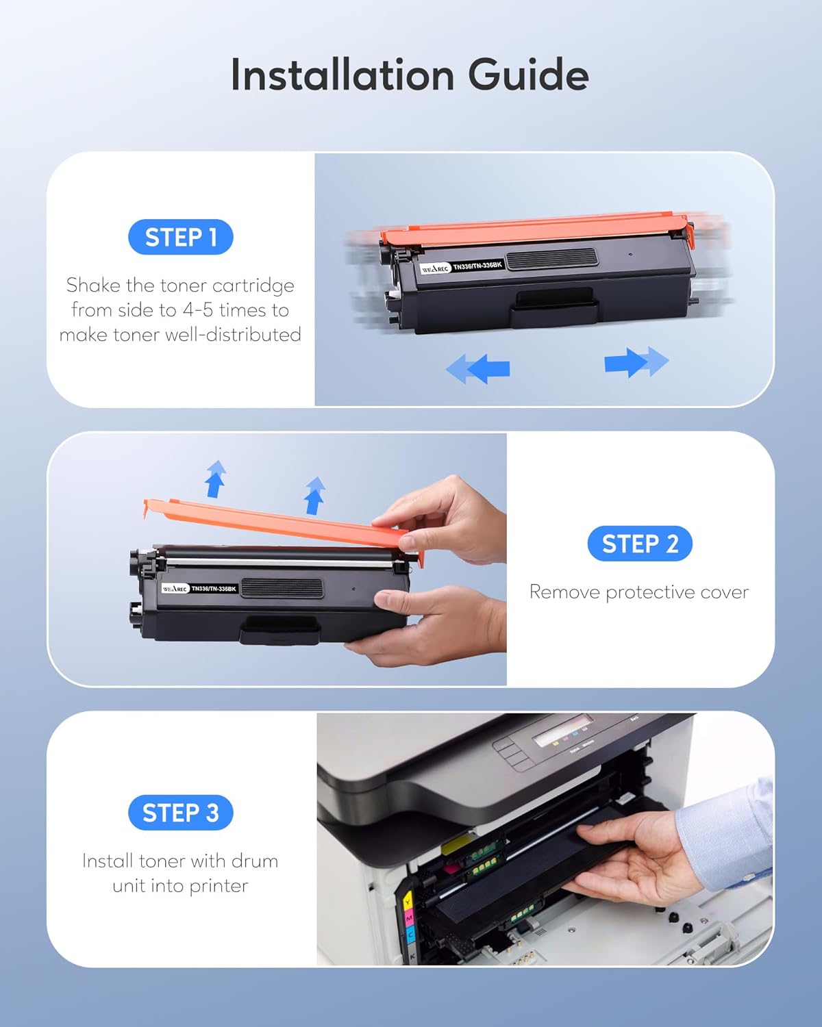 TN336 Toner Cartridge High Yield Compatible Replacement for Brother TN-336 TN331 for Use with Brother HL-L8350CDW HL-4150CDN MFC-L8850CDW Printer (1BK,1C,1M,1Y, 4 Pack)
