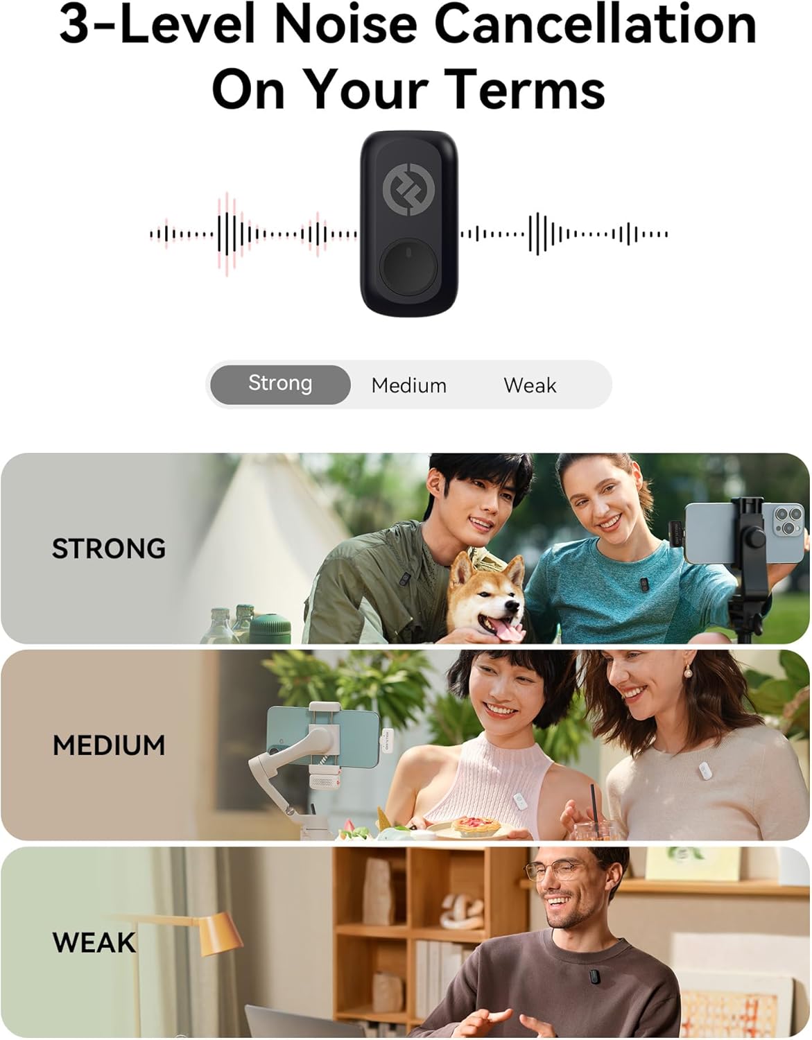 Hollyland Lark A1 Wireless Mini Microphone for iPhone 14/13/12 (2TX + Lightning RX) 48kHz/24-bit, 3-Level Intelligent Noise Cancel, Magnetic Microphone for YouTube, Podcast, Vlogging (Black)