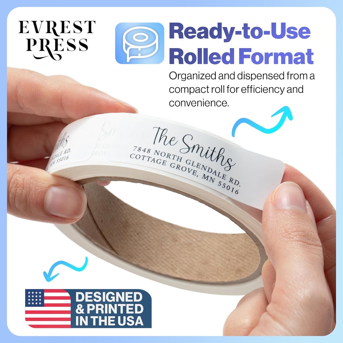 100 Personalized Address Labels - Glossy White Return Address Label 2.5" x 0.75'', Stylish Fonts for Envelopes & Packages, Customizable Labels for Home or Office Use