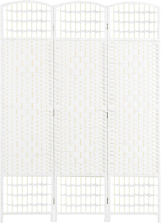 HOMCOM 3 Panel Room Divider, Folding Privacy Screen, 5.6' Room Separator, Wave Fiber Freestanding Partition Wall Divider, White