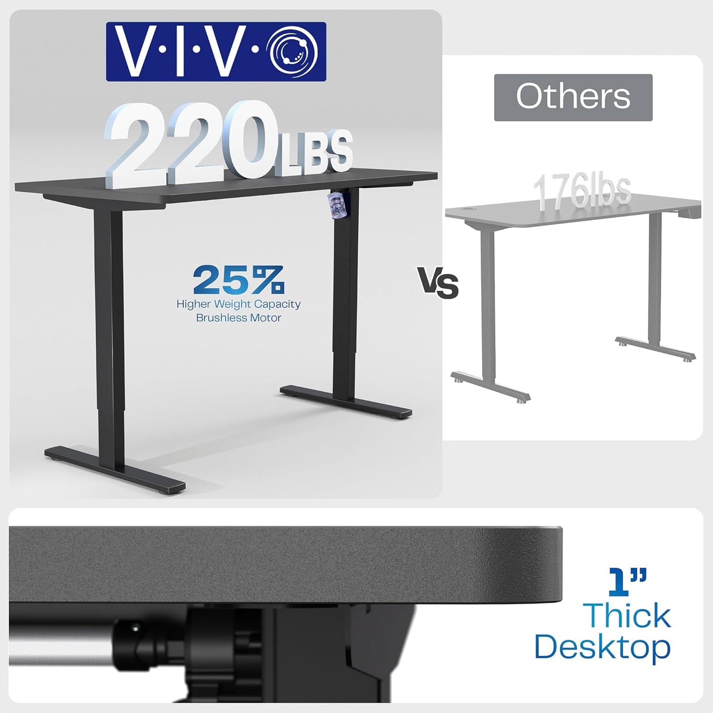 VIVO Electric 55 x 28 in Standing Desk, Memory Height Adjustment, 1B Series, One-Piece Dark Gray Top, Black Frame, DESK-KIT-1B55G