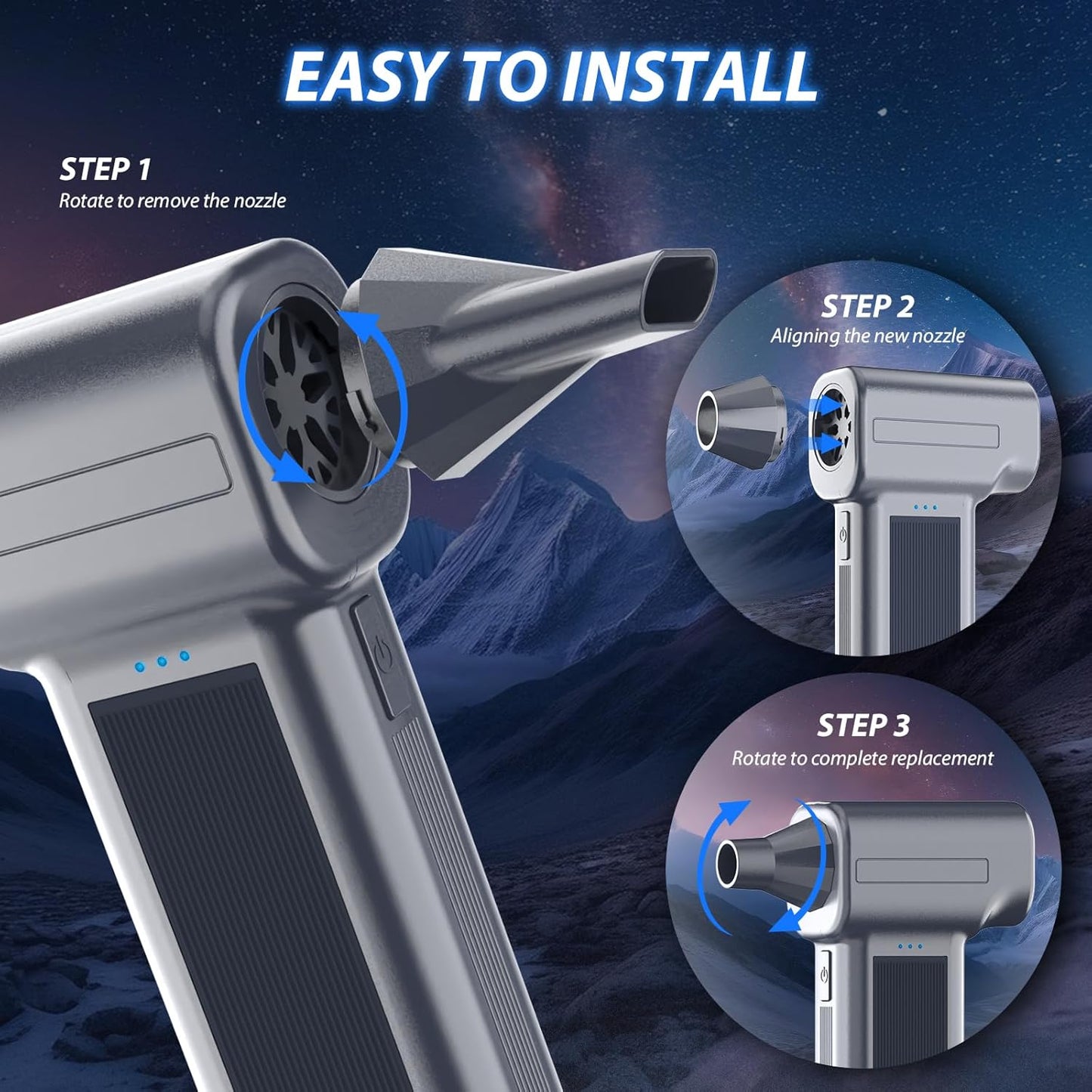 Compressed Air Duster, 300000RPM Super Power Electric Air Duster, Cordless Mini Dust Blower Stepless Wind Speed Adjustable Canned Air for Computer, Keyboard, Outdoor, House and Car