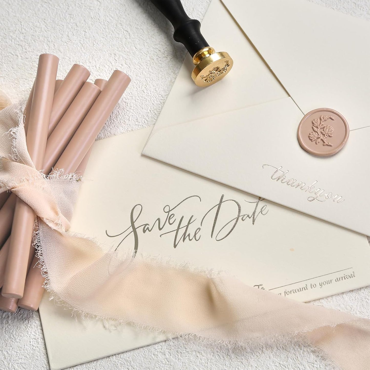 UNIQOOO Latte Coffee Glue Gun Sealing Wax Sticks for Wax Seal Stamp - Great for Wedding Invitations, Cards Envelopes, Snail Mails, Wine Packages, Christmas Gift Ideas, Pack of 8