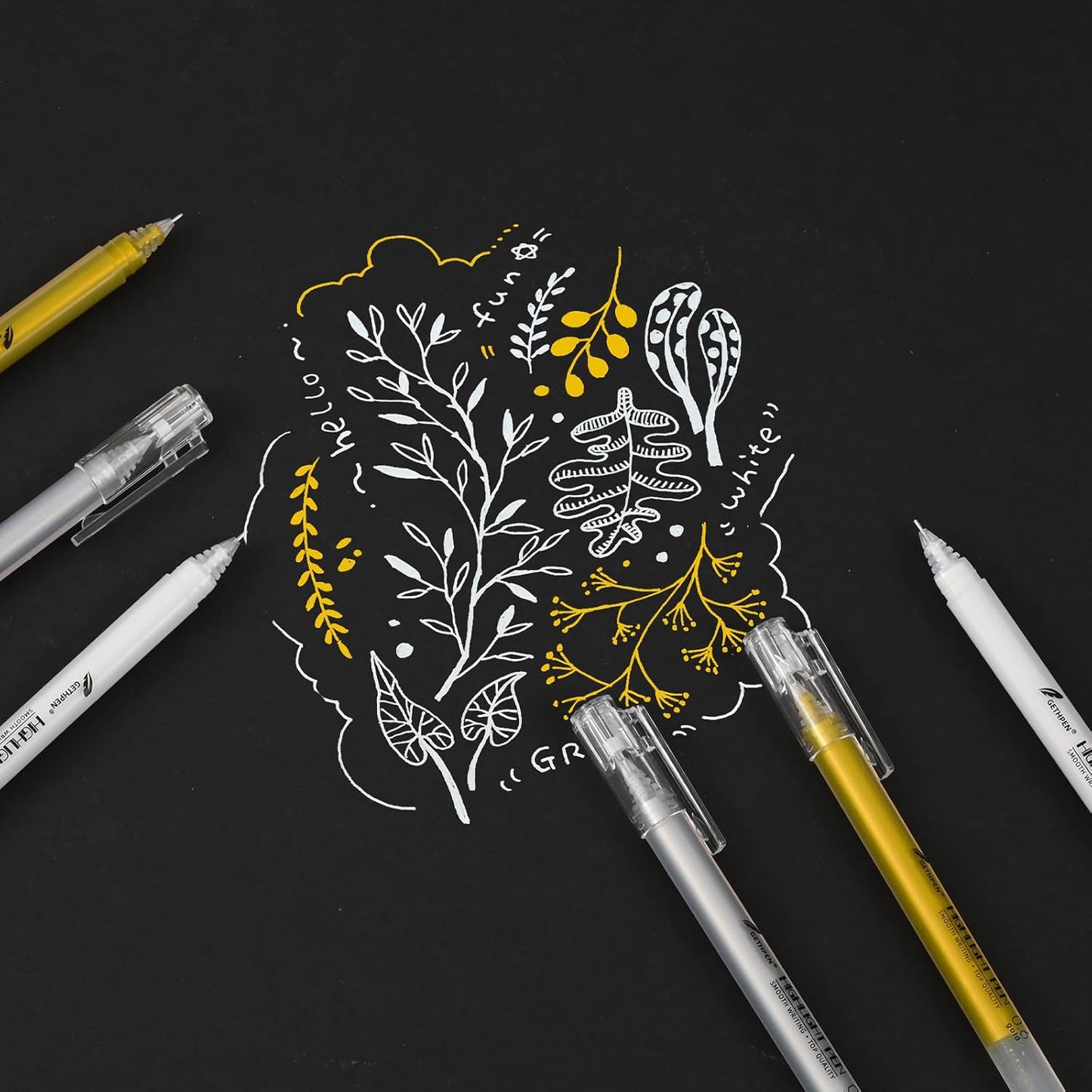 0.6mm Fine Point Gold Gel Pens, 3-Pack for Artists Drawing on Black Paper, Sketching, Adult Coloring Books & Holiday Crafts