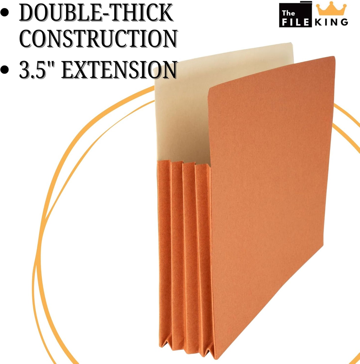 The File King Expanding Accordion File Folder | Letter Size | Box of 10 Redropes | 3.5” Expansion | Store and Organize Papers | Keep Records in One Place | Save Time Searching