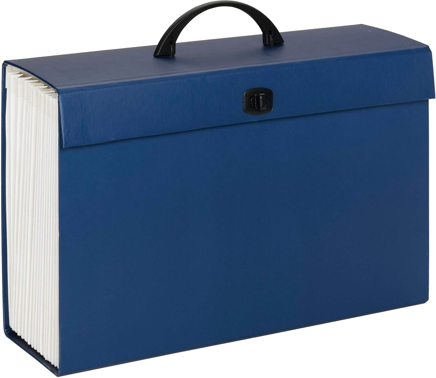 Smead Portable Expanding File Box, 19 Pockets, Blank Tabs, Printed Labels, Latch Closure, Legal Size, Blue (70806)