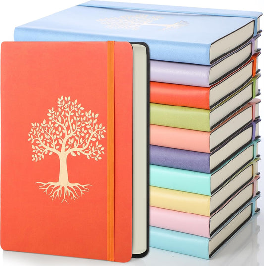 10 Pack Lined Journal Notebook A5 Leather Hardcover Journals for Writing 200 Pages 10 Colors Notepad for Travel Work School Office Business Note Taking Diary 5.7" x 8.3" (Vibrant Color)