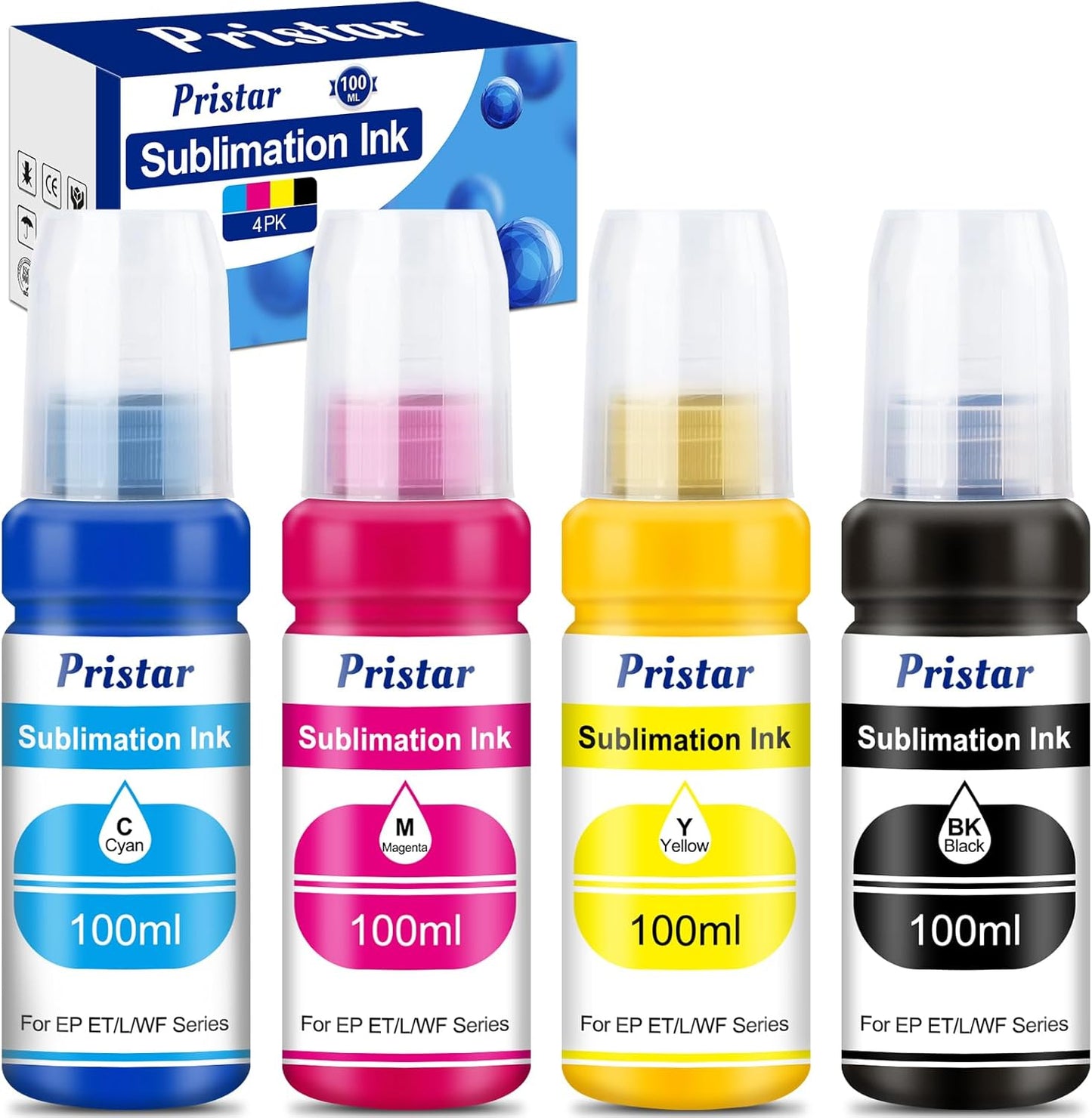 Pristar Sublimation Ink for EPS Ecotank ET 2803 ET-2800 ET-4800 ET-2850 2840 ET-2710 ET 2720 ET 2760 ET-15000 ET-3760 ET-2400 ET-2750 5170 400 ml Supertank Printer Autofill Ink for Sublimation Transfe