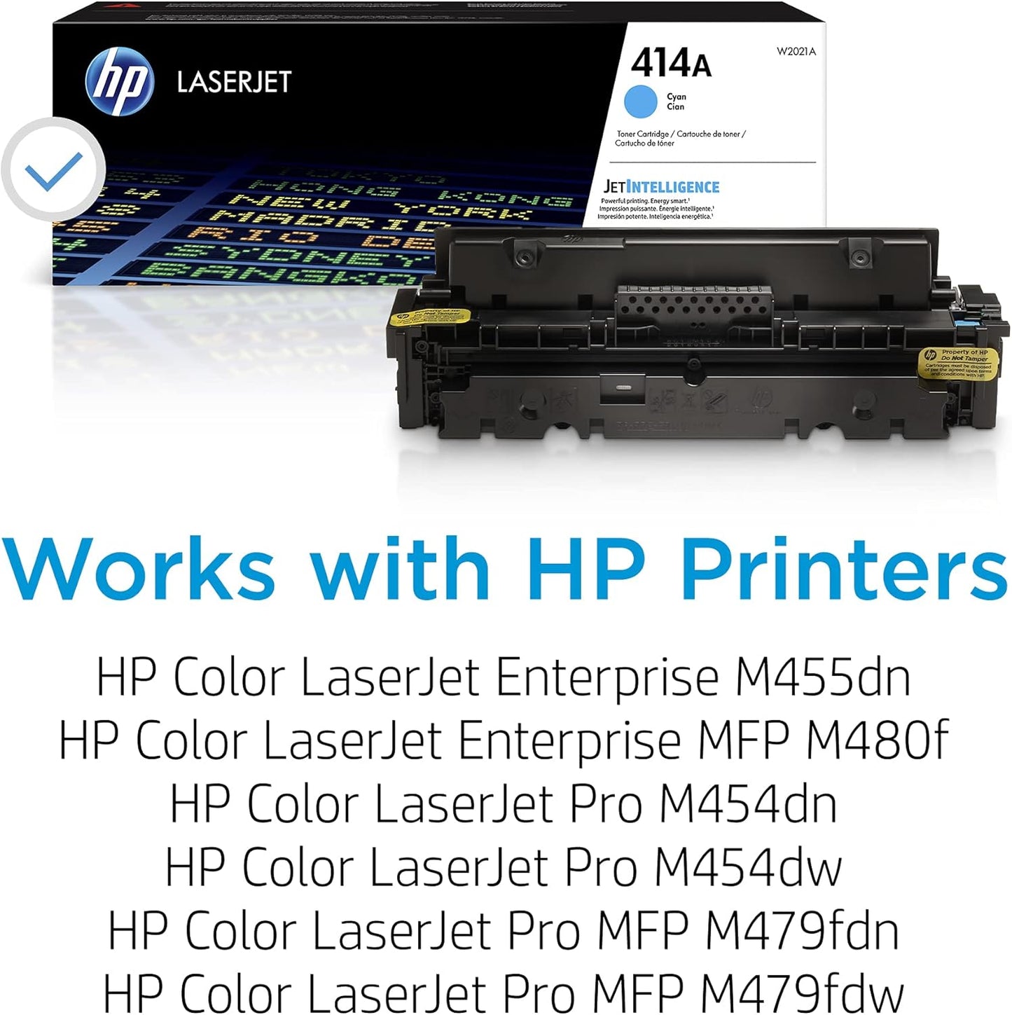 HP 414A Cyan Toner Cartridge | Works with HP Color LaserJet Enterprise M455dn, MFP M480f; HP Color LaserJet Pro M454 Series, HP Color LaserJet Pro MFP M479 Series | W2021A