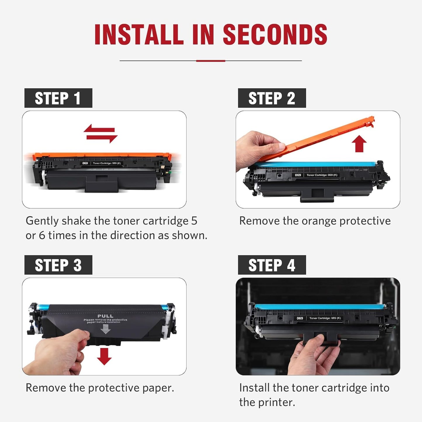 069 Toner Cartridge 4 Pack (with Chip) Compatible Replacement for Canon 069 069 H Works for Canon Color ImageCLASS MF753Cdw MF751Cdw LBP674Cdw LBP674C MF750C Series Printer