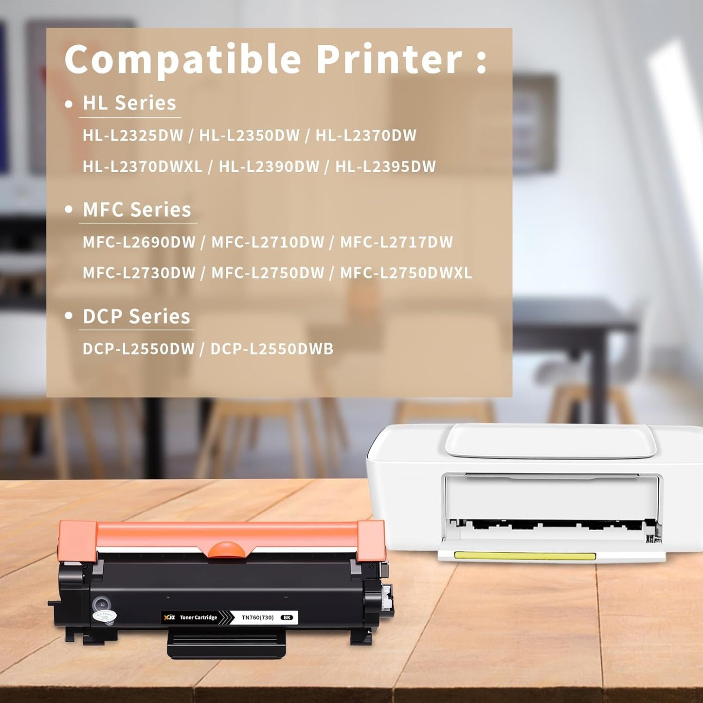 XJI Compatible Toner Cartridges Replacement for Brother TN760 TN-760 TN730 TN-730 High Yield (Black, 2 Pack), for DCP-L2550DW DCPL2550DW HL-L2350DW L2390DW L2395DW MFC-L2710DW MFCL2710DW Printer