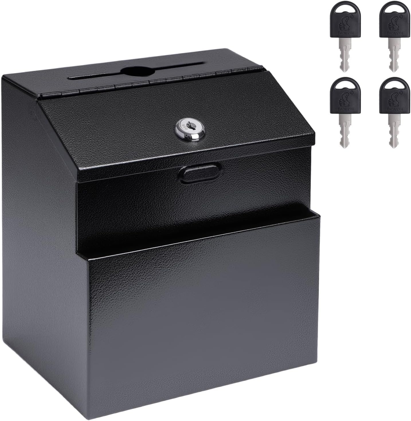 Suggestion Box with Slot and Lock Metal Wall Mounted Donation Box with 4 Keys