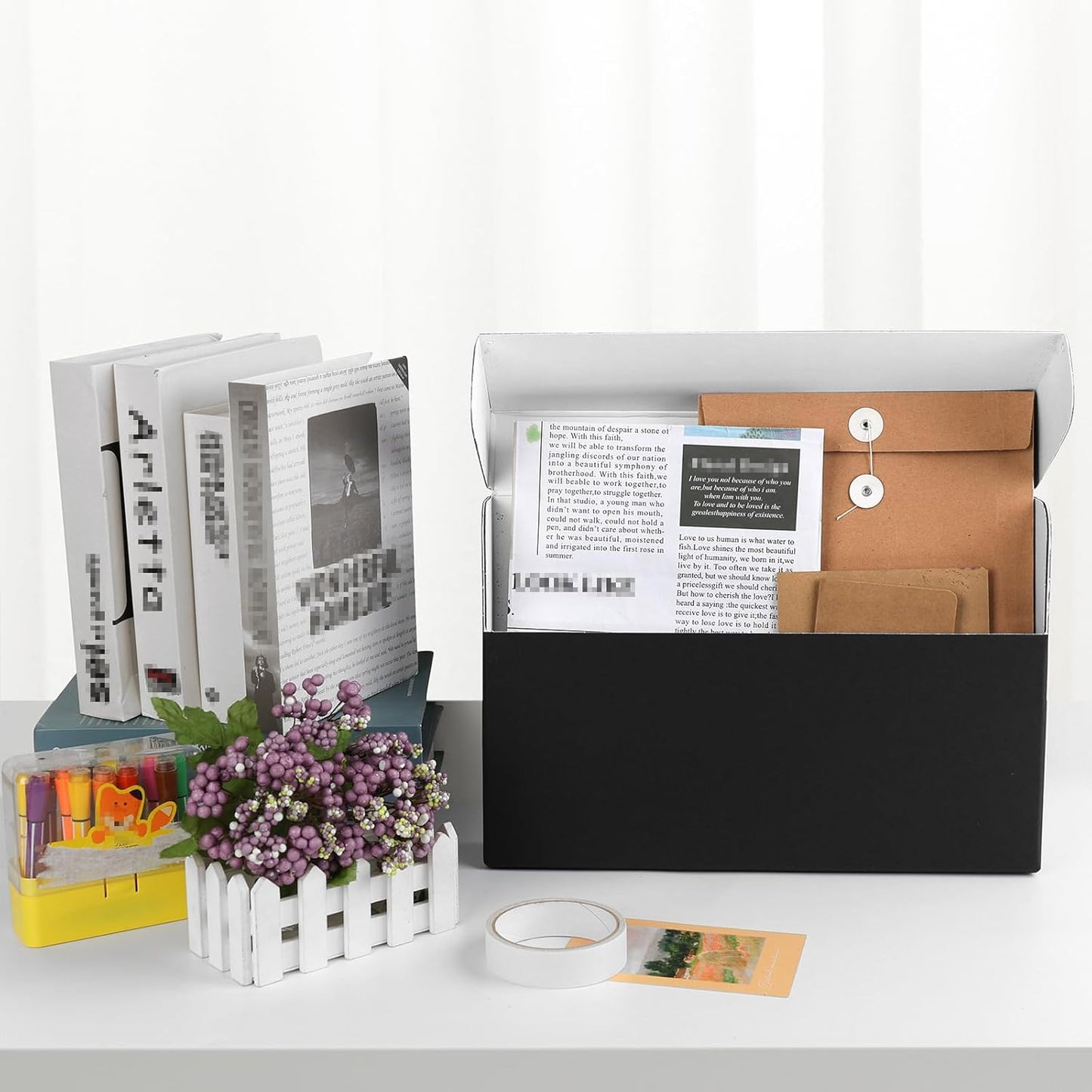 Lineco Archival Document Storage Box with Metal Edge, Acid-Free Black Boxboard, Organize and Store Files, Prints, Photos, Legal-Sized Case 15.5" x 10.5" x 2.5" Wide