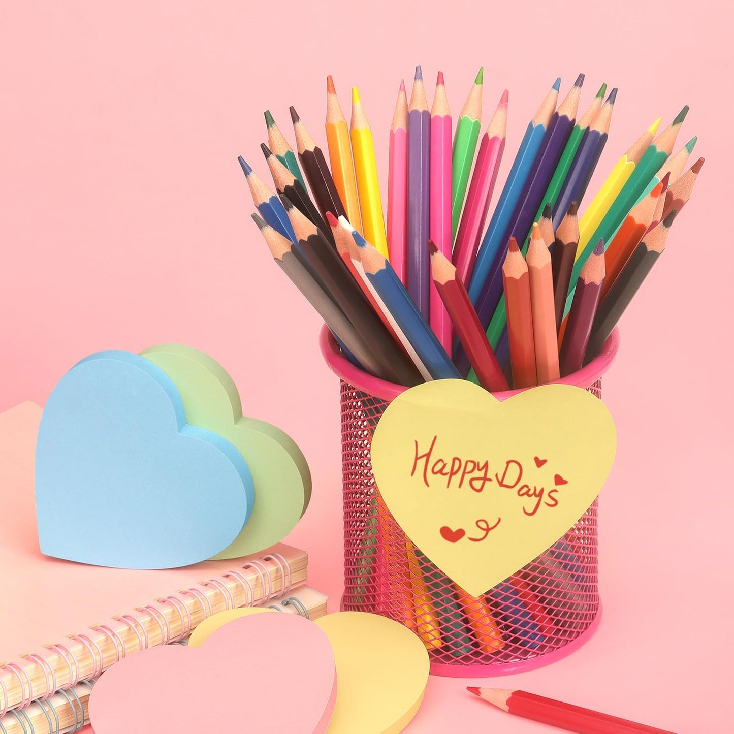 Heart Shape Sticky Notes 4 Color Pastel Colorful Sticky Pad 75 Sheets/Pad Self-Sticky Note Pads