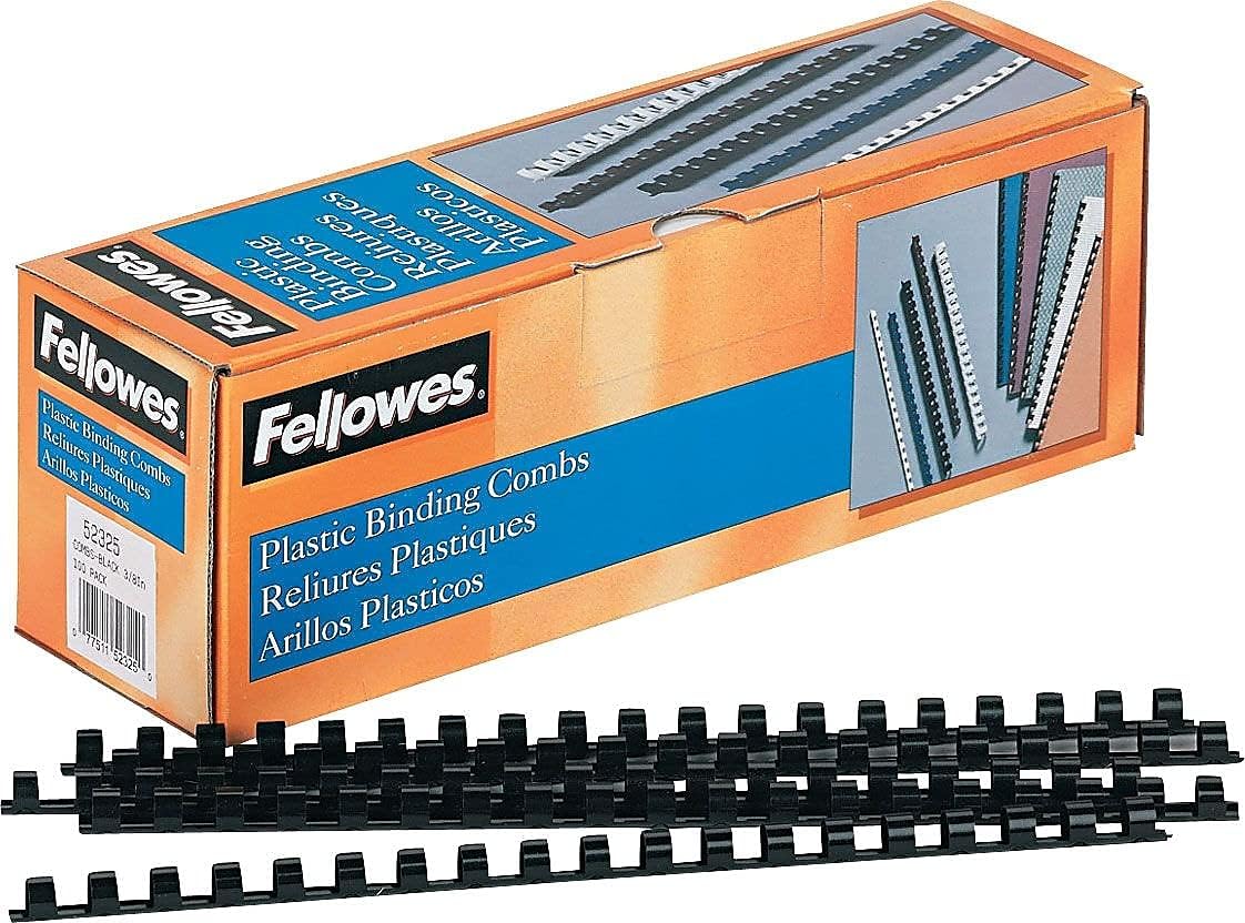Fellowes Plastic Binding Comb 3/8" Black, 100Pack