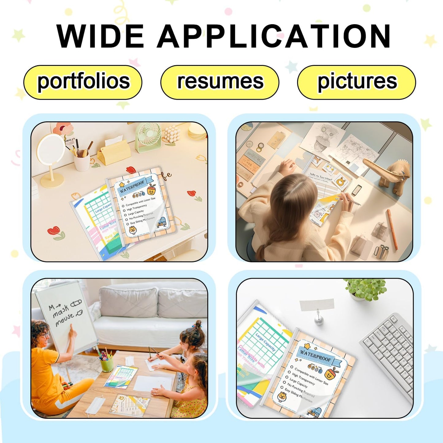 TOTiyea 40 Pack Clear Report Covers with Sliding Bars, Letter Size, 9mm (70 Sheet Capacity) White Sliding Bar File Folders