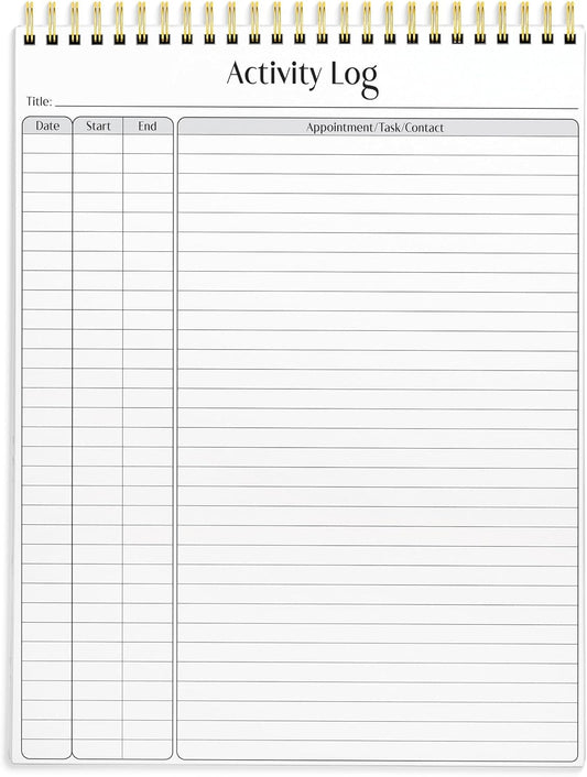 Better Office Products Activity Log Notepad, 8.5" x 11", Planning Note Pad, 50 Sheets, Double-Wire Spiral, Daily Time Tracking Productivity Checklist Organizer,(1 Pack)