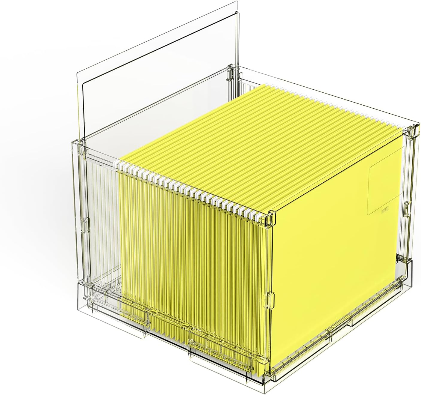 MUKAI File Organizer Box with Lid, Collapsible File Folder Organizer with Slide, Hanging File Folder Box, for Office Document Storage with Desktop organizer ﻿﻿ (1)