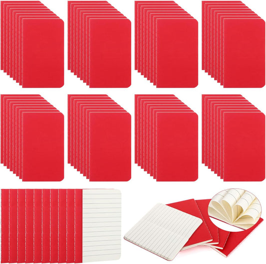 Harloon 100 Pcs Mini Notebooks Bulk Small Pocket Notepads Blank Lined Wallet Memos Journals for Students Employee Traveler Classroom Office Supplies, 4 x 2.5 Inches(Red)