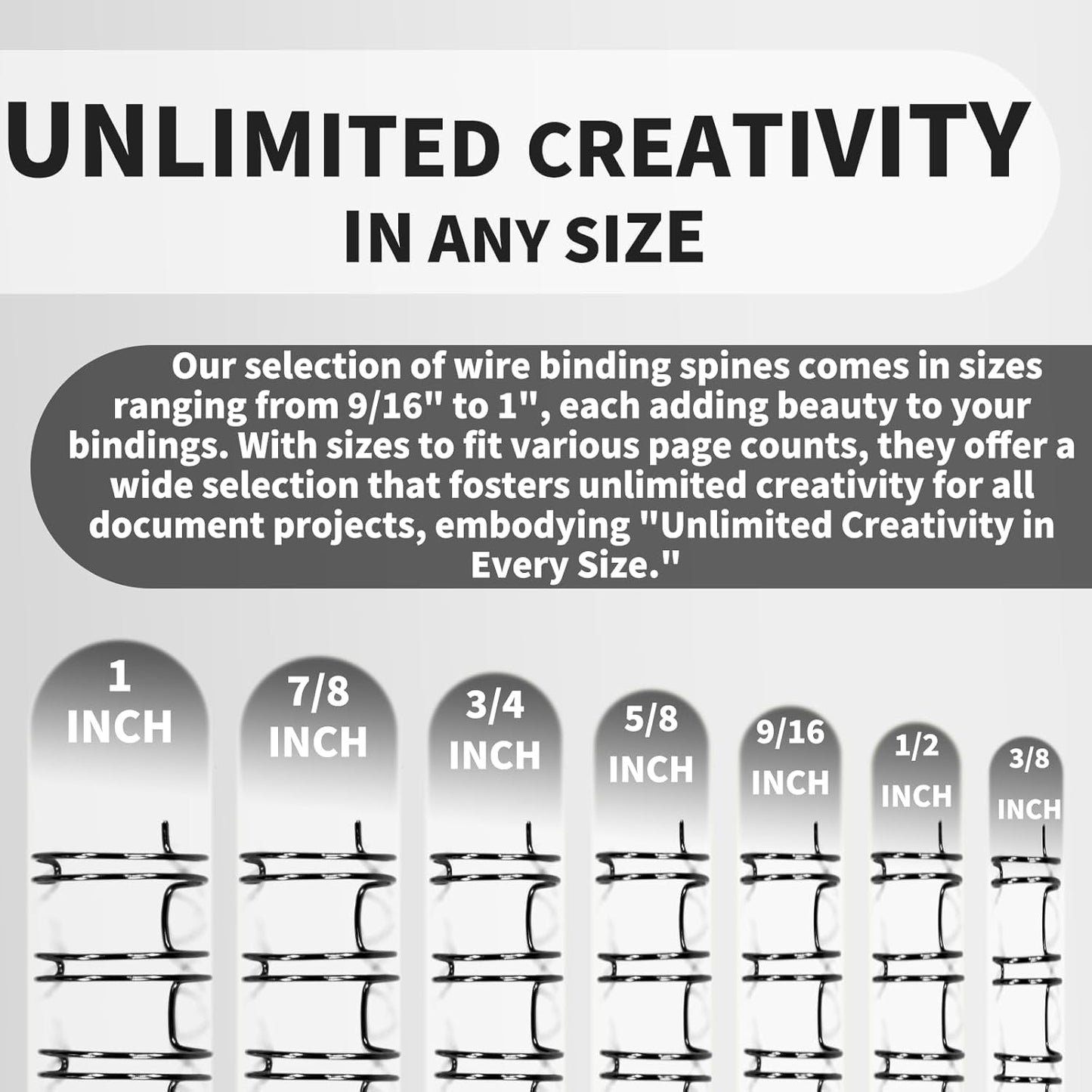Rayson WR21143BK Wire Binding Spines, 2:1 Pitch Double Loop Binding Wires 9/16 Inch, 21-Loop Wire Ring Pack of 100 with Black