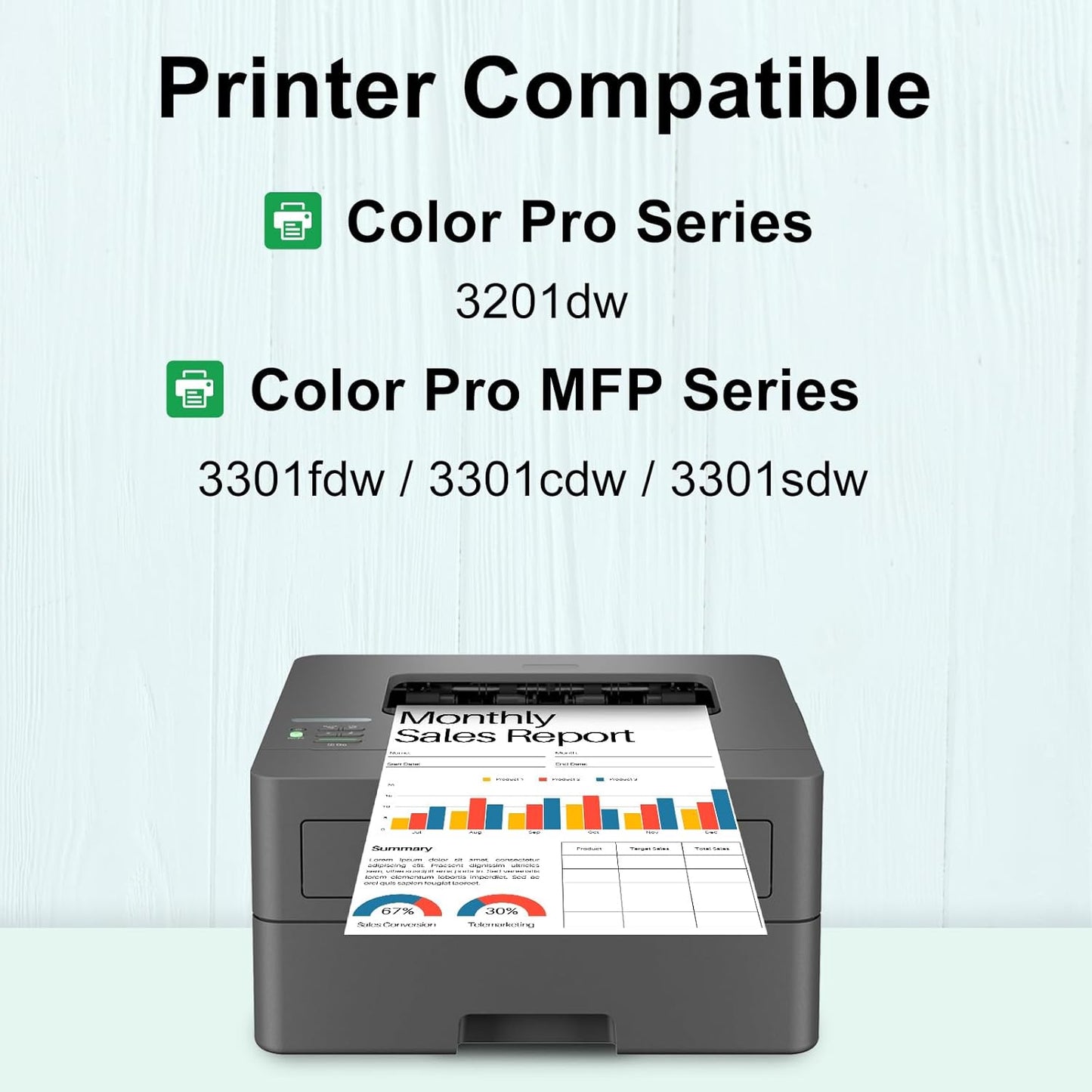 SAILNER 218A Toner Cartridges 4 Pack, 3301fdw Toner Replacement for HP 218A 218X W2180A Toner Cartridge Set for HP Color Laserjet Pro 3301cdw 3301fdw 3301sdw 3201dw Printer (NO CHIP)