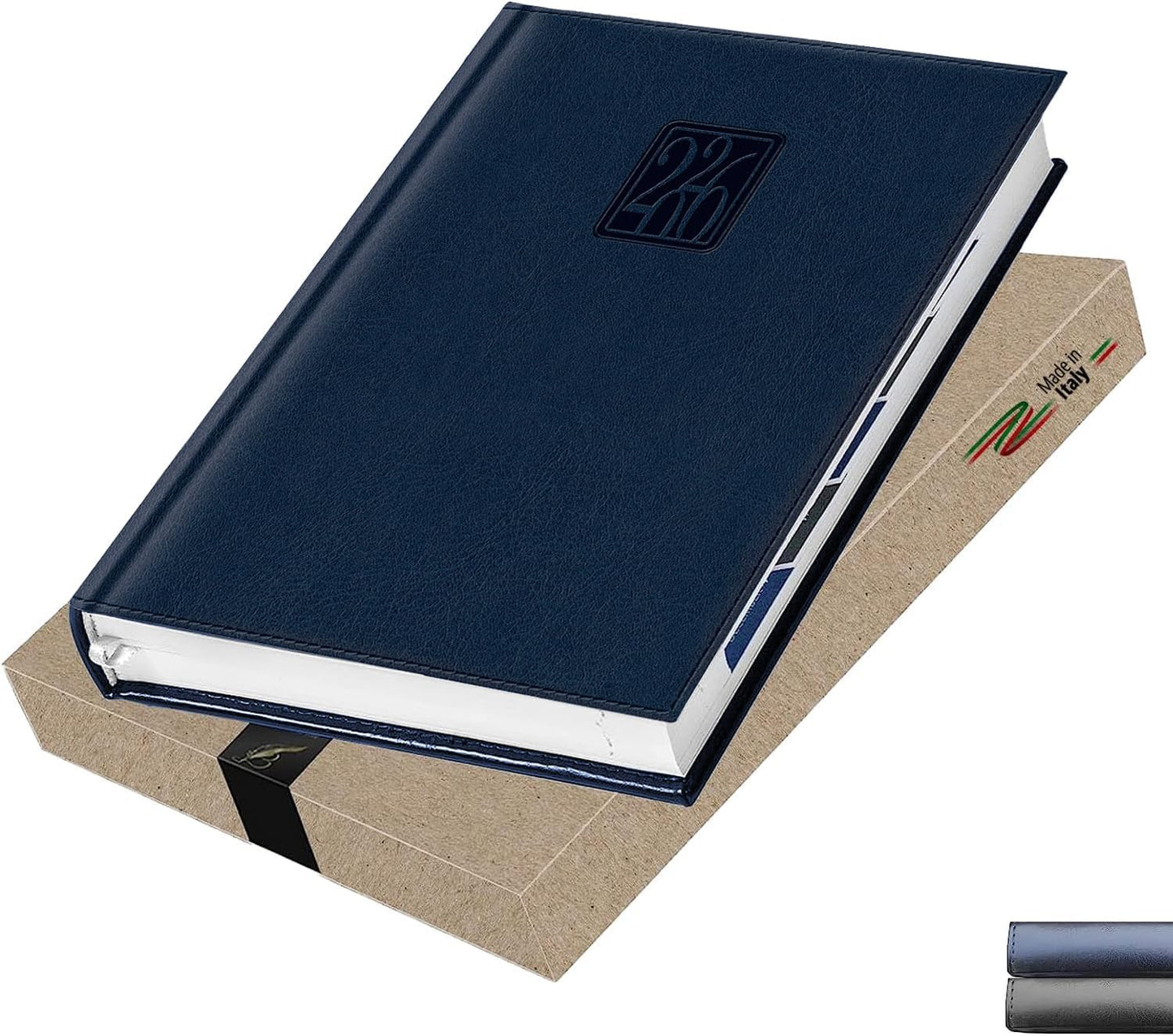 Daily Planner 2026 (5 x 7 in) - Made in Italy, Page a Day Hourly Agenda, 365 Pages, Monthly Tabs & Calendar, Jan-Dec Business Planner, Hardcover (BLUE)