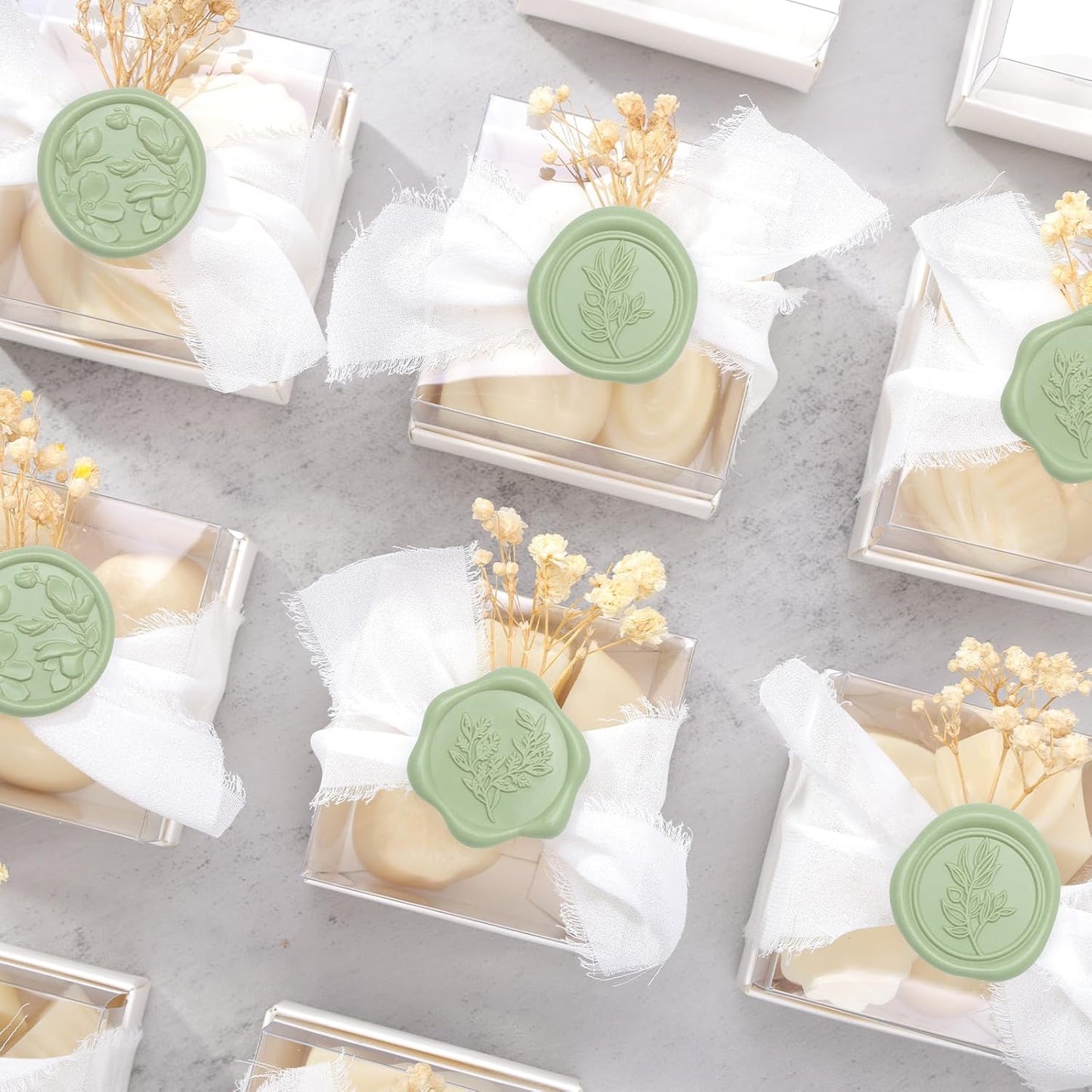 UNIQOOO Wax Seal Stickers - (3 Designs in 1 Pack) Wedding Invitation Envelope Seal Stickers, 60 Pcs Self-Adhesive Stickers, Perfect for Invitation, Christmas, Gift Wrapping (Sage Green)