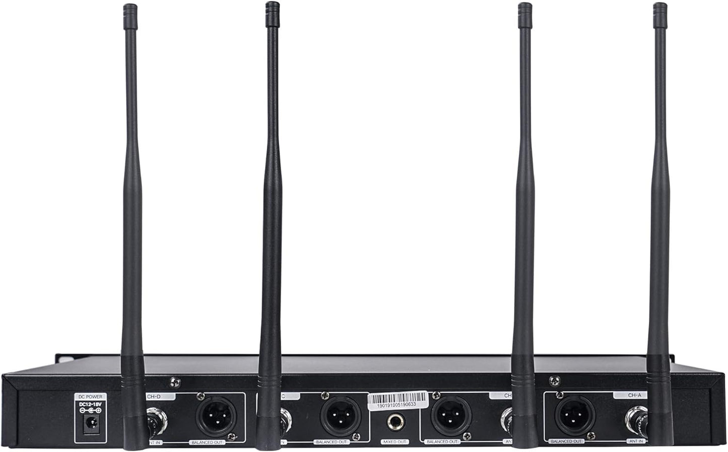Sound Town 200 Channels UHF Wireless Microphone System with Metal Rack Mountable Receiver, 4 Lavalier Mics, 4 Bodypack Transmitters and Auto Scan, for Church, School, Meeting (NESO-SU4LL)