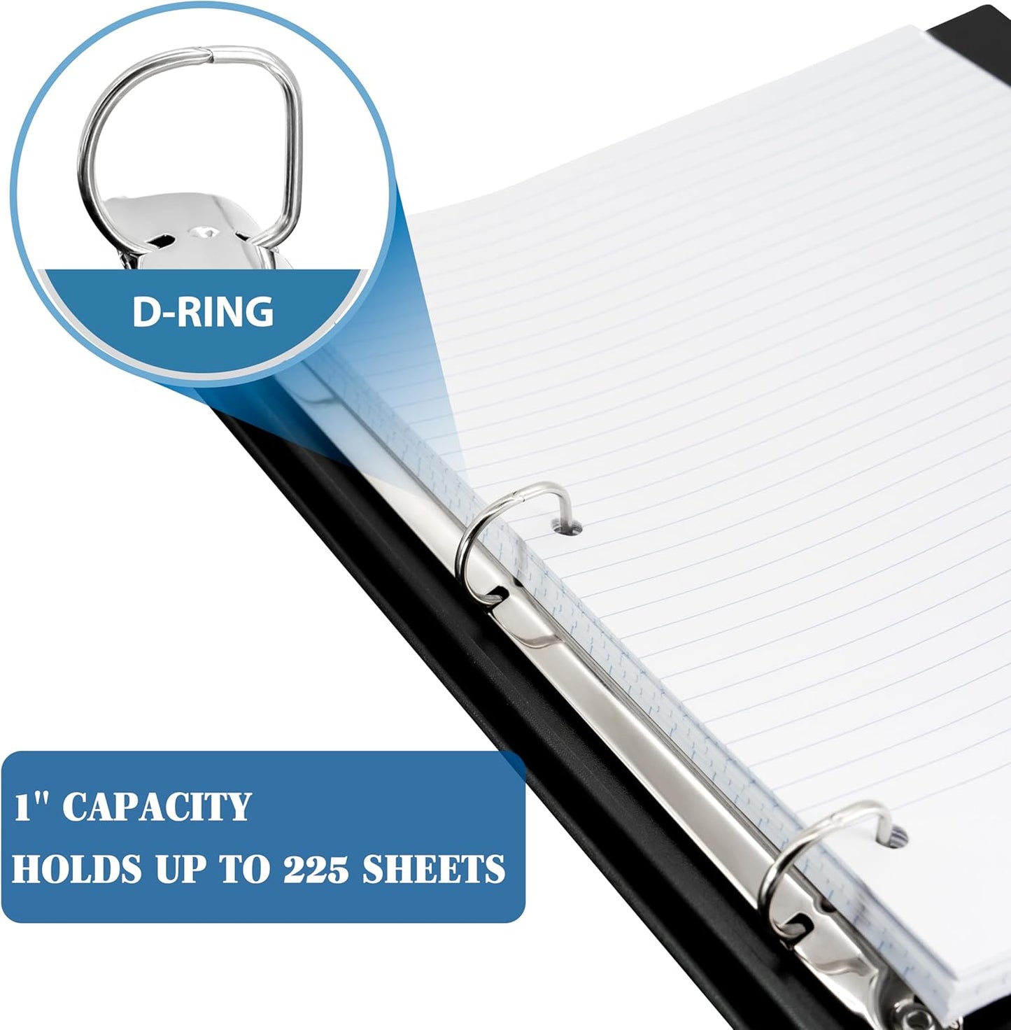 INFUN 1 INCH Telescoping 3 Ring Binder - 4PCS, Portable Plastic Binder with Telescoping Spine ，3 Ring Binders with Foldable Front Cover Holds 8.5" x 11" Paper for School,Office and Homes