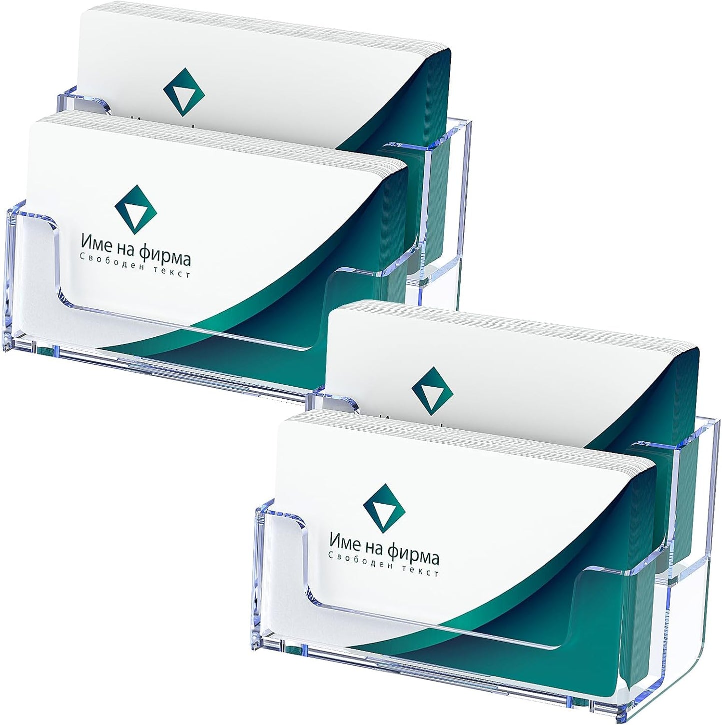 Acrylic Business Card Holder for Desk, Clear Plastic Business Card Stand with 2 Tier, Multiple Business Display Holder for Exhibition, Office and Hotel, 2 Pack