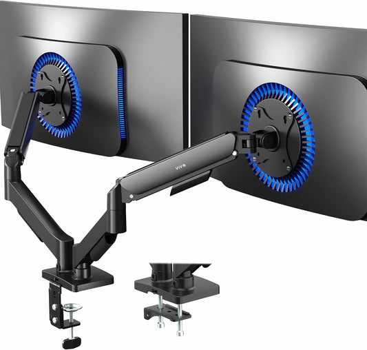 VIVO Dual Monitor up to 32 inches and 19.8 lbs per Screen, Pneumatic Arm Desk Mount, Articulating Counterbalance, VESA Stand, Classic, STAND-V002O