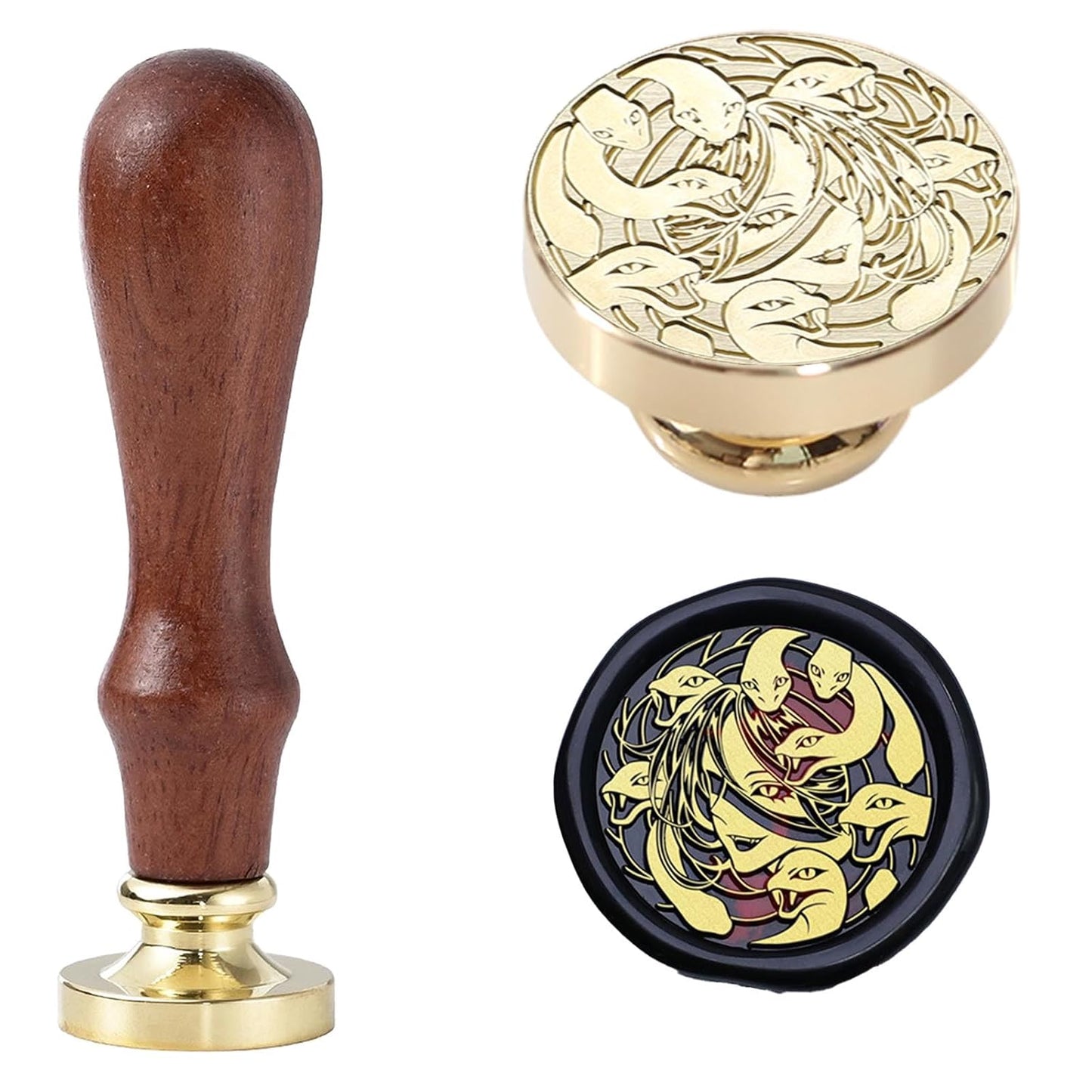 Medusa Wax Seal Stamp - Ancient Greek Mythological Serpent-Haired Siren Sealed Stamp,Removable Vintage Brass Stamps for Envelopes Letters Handicraft DIY and Creative Gifts