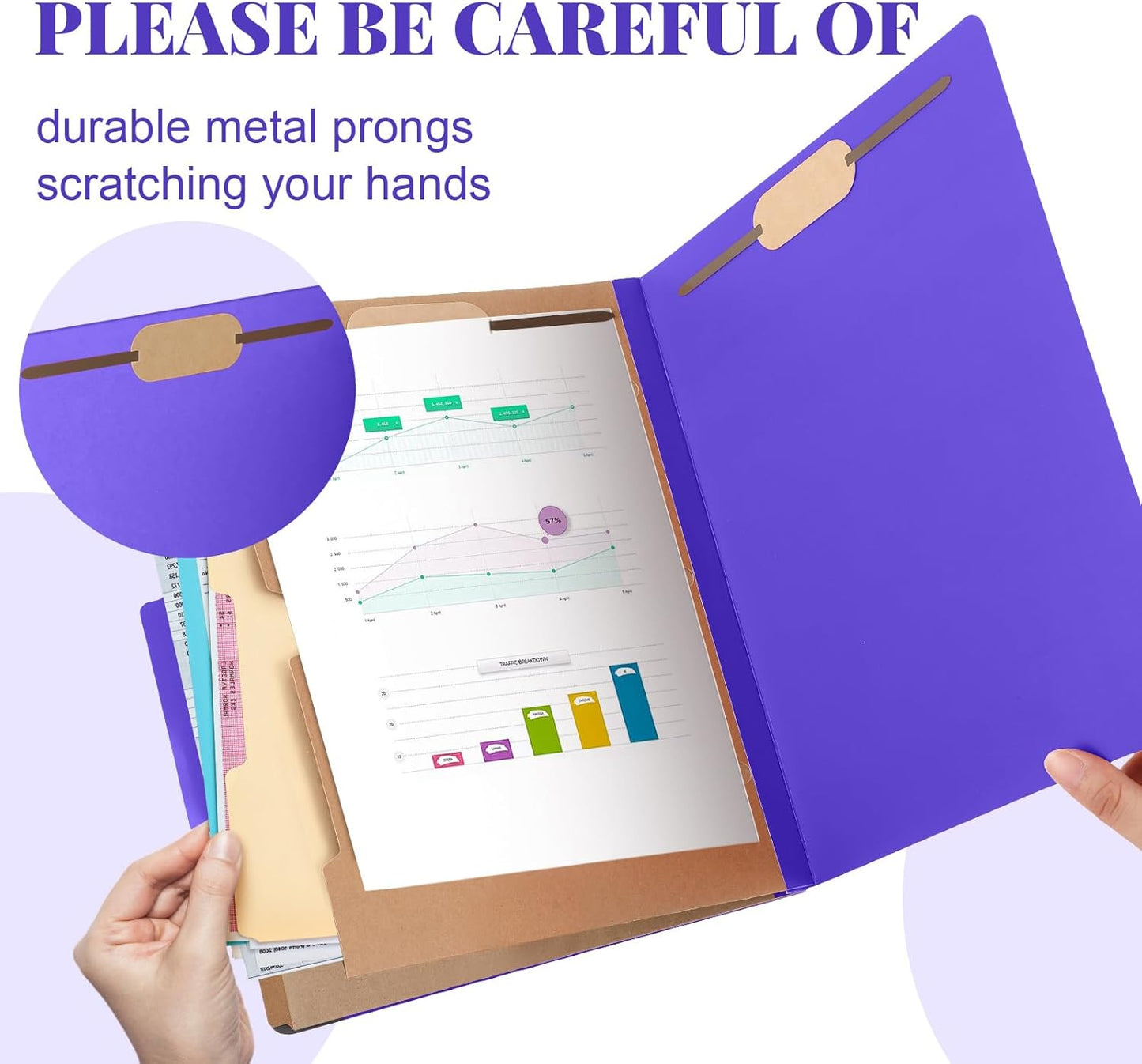 36 Pcs Classification Folders Letter Size, 2 Pocket Dividers Pressboard File Folder with Fasteners, Expanding File Organizer Bulk for Teachers, Clergy, Office, Church, Christmas (Purple)