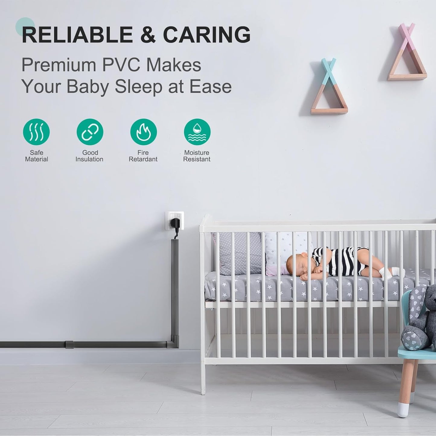 Delamu Wire Covers for Cords on Wall, 254in Black Cord Hider, Large Cable Hider Cord Covers for 3-4 Wires on Wall, Wire Hider Cable Cover Raceway, Black Tv Cable Management, 15x L16.9 W1.18 H0.6in