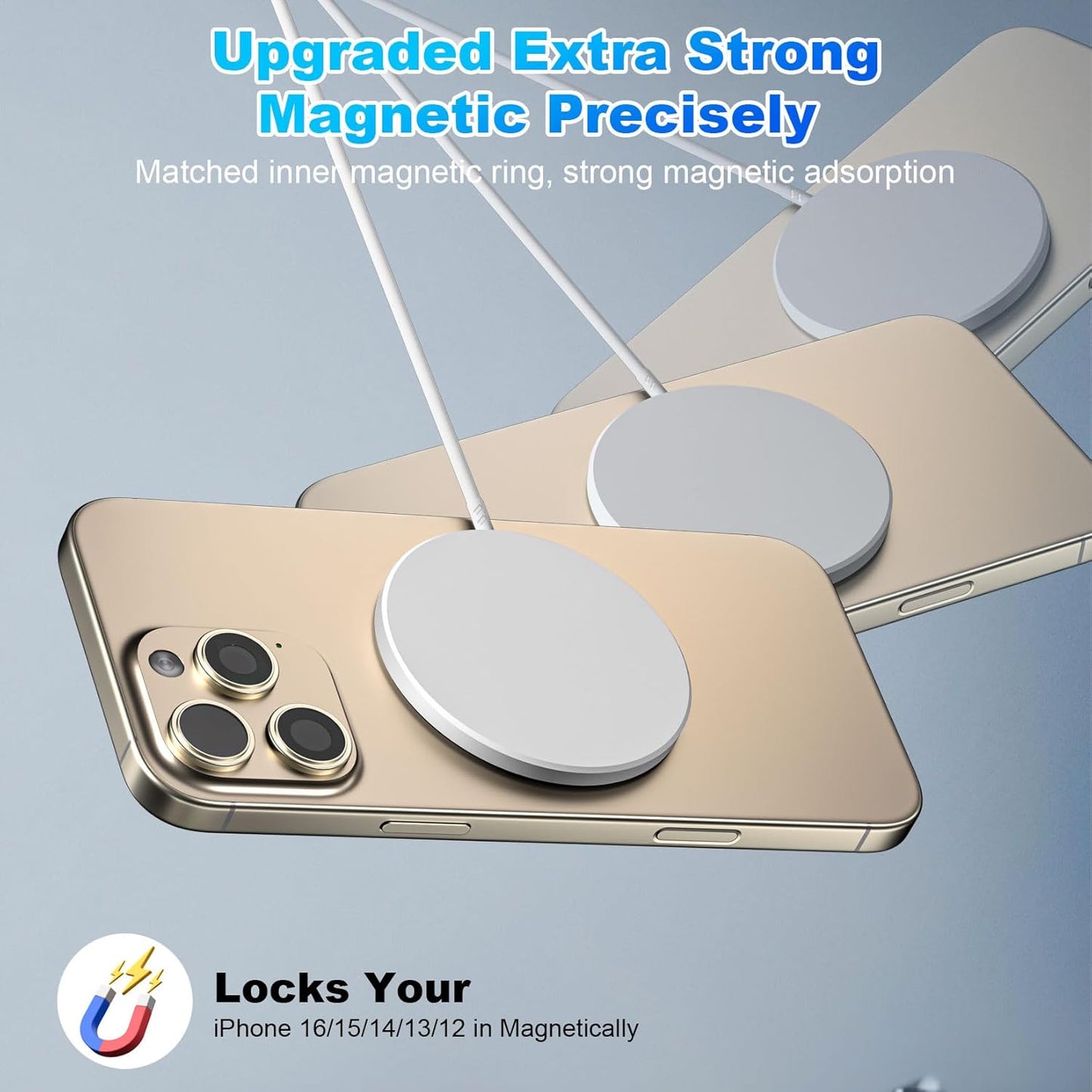 Magnetic Wireless Charger iPhone,Wireless Mag Safe Charger Magnetics Charger Pad USB C Charging Block and 10FT Mag-Safe Magnetic Chargers for iPhone 17 Pro Max/17 Air/16/15/14 Pro,AirPods Pro 3