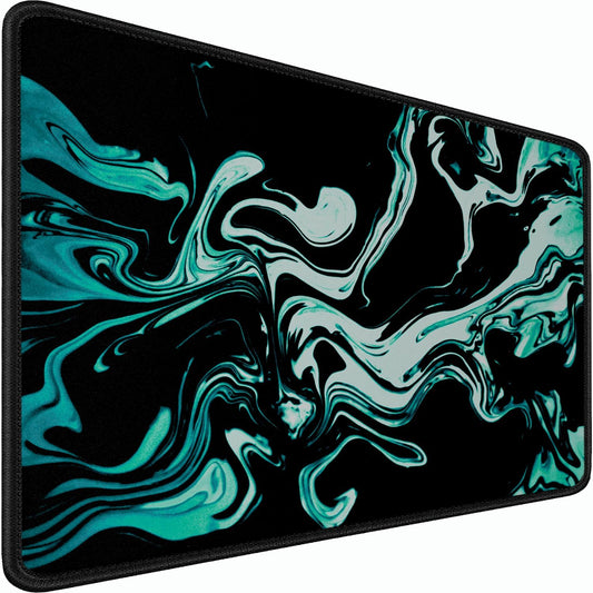 Large Mouse Pad, 31.5x15.7 inch Large Extended Computer Keyboard Mouse Mat, Water Resist Non-Slip Mousepad Rubber Base Long XXL Desk Mouse Pad for Gaming, Office & Home, Marble Cyan