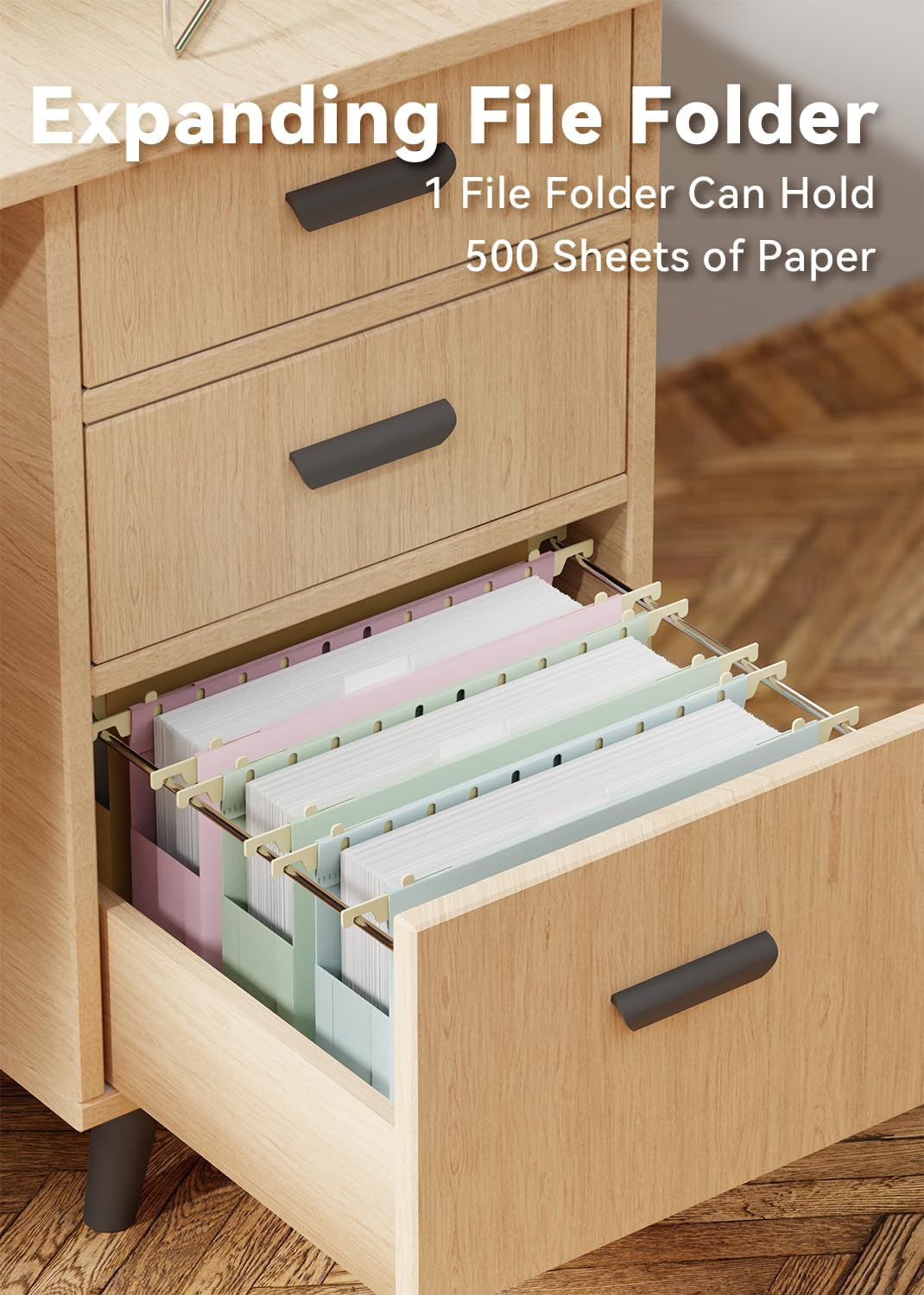 Ansook Plastic Hanging File Folders Letter Size,Heavy Duty 2" Extra Capacity File Folder with Tabs,12 Pack File Cabinet Folders for Documents,Morandi Colored File Folders for Home and Office Bulk File