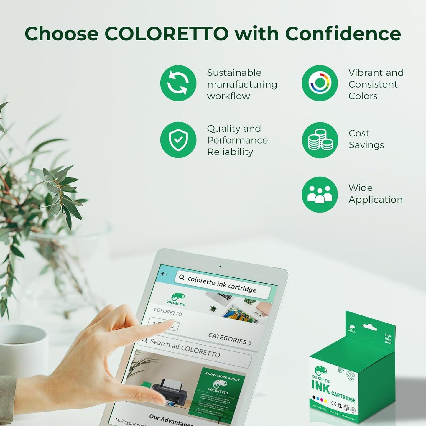 COLORETTO 61XL Ink Cartridges Replacement for HP Ink 61 for HP 61 Ink Cartridges Combo Pack, 61 XL for Envy 4500 5530 4501 4502 5535 Officejet 4630 4635 Deskjet 1000 1010 2540 (Black/Color, 2 Pack)