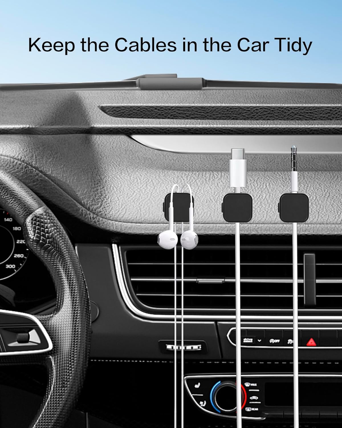 10 Pack Desk Cable Strong Adhesive Management Clips，Organize Phone Charging Magnetic Cable Wire Holder, Easy to Open, for Desk, Wall, Office, Car,Nightstand(Black)