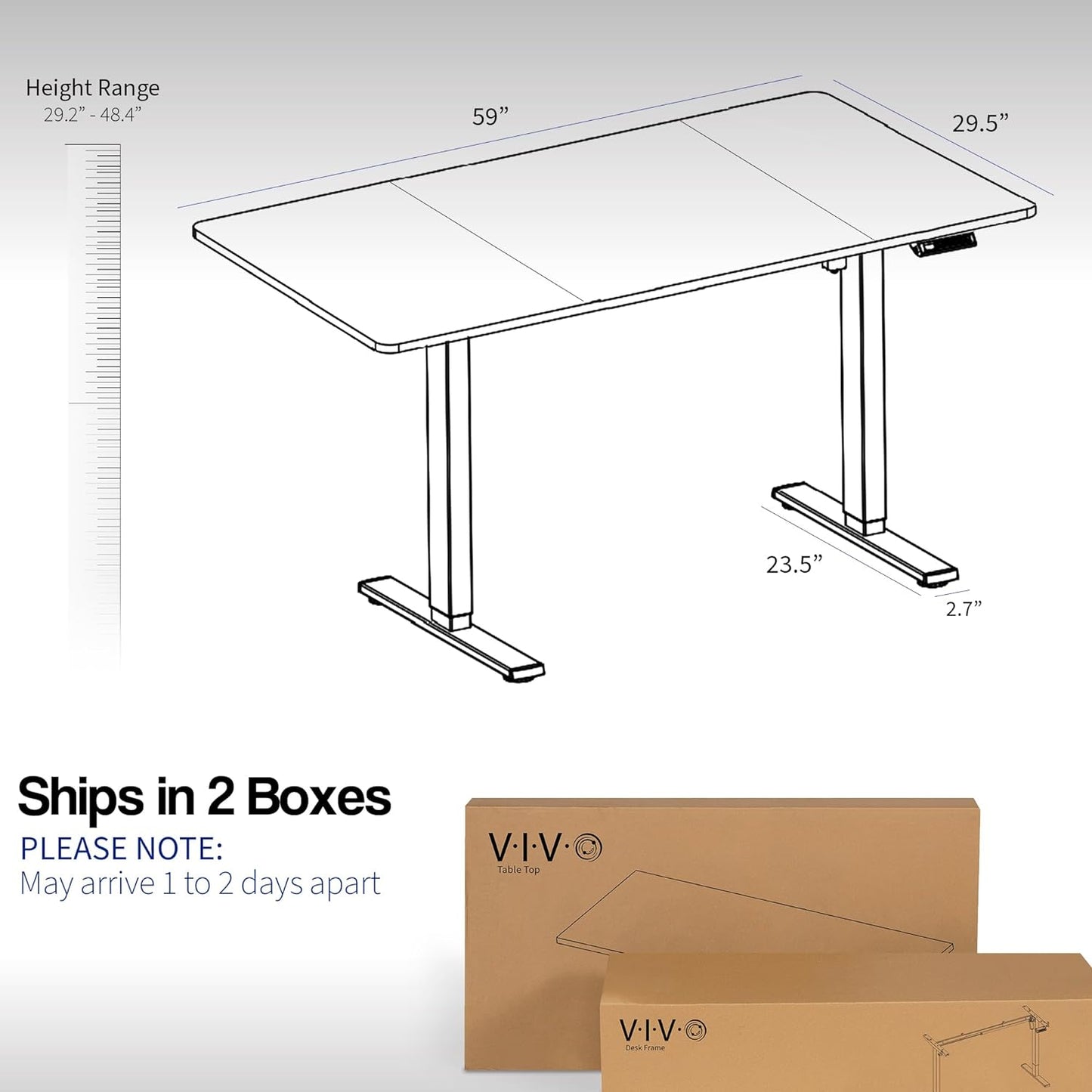 VIVO Electric 60 x 30 in Standing Desk, Memory Height Adjustment, 1B Series, Light Wood Top White Frame, DESK-KIT-1W6C-30