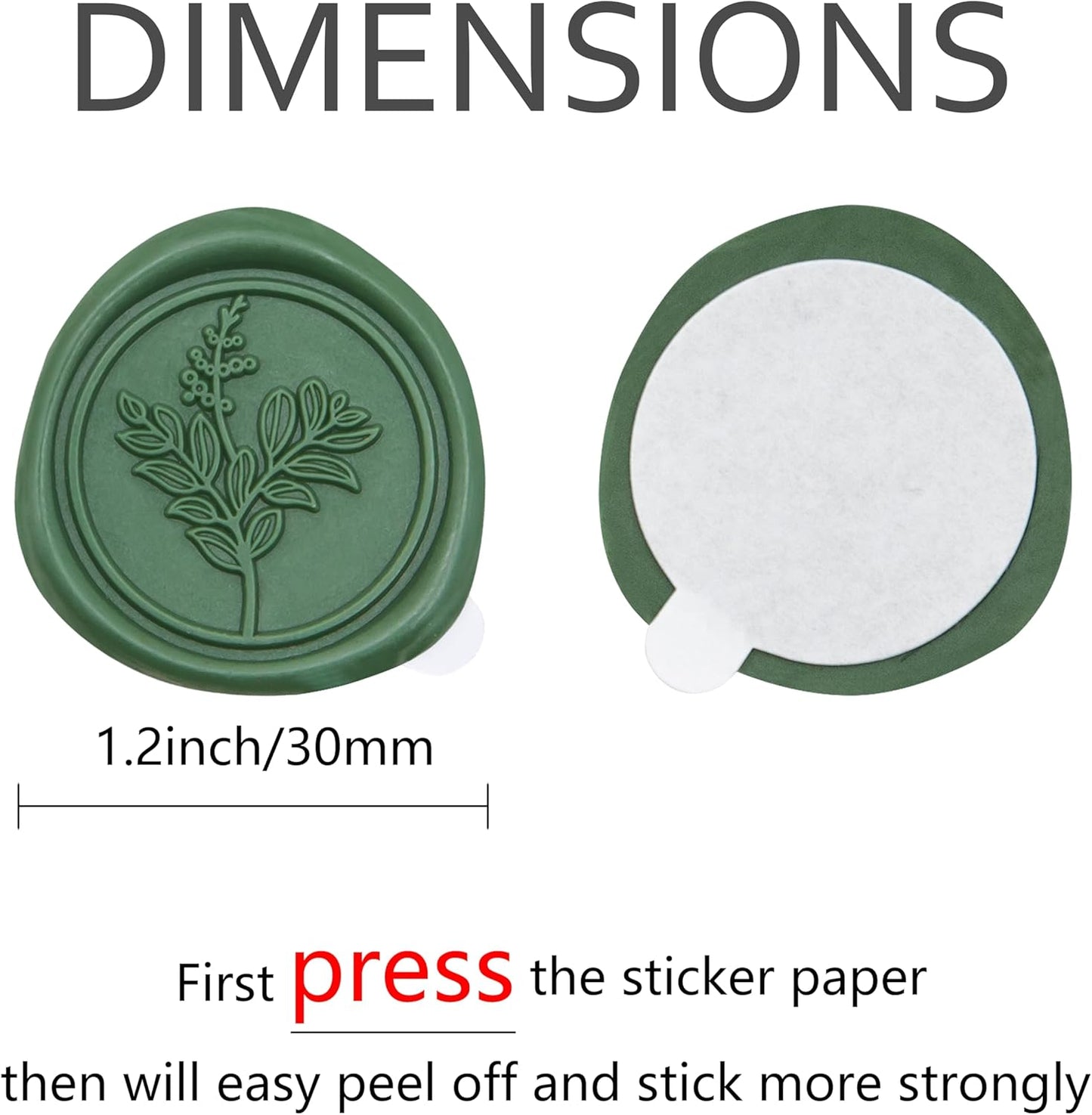 60 Pcs Olive Green Wax Seal Stickers, Wedding Invitation Accessories Envelope Stickers - Peferct for Wedding Accessories, Gift Box Craft Wrapping, Christmas Cards Envelope Seals