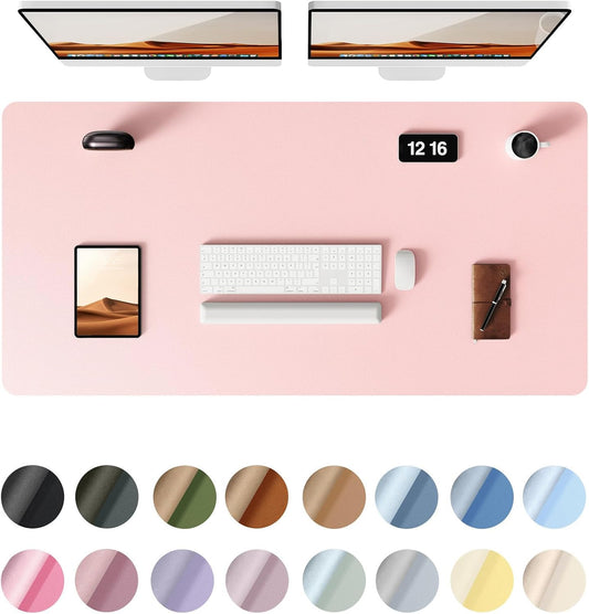 YSAGi Leather Desk Protector, Office Mat, Large Mouse Mat, Non-Slip PU Leather Blotter, Laptop Pad, Waterproof Writing Pad for Office and Home (Light Pink, 47.2" x 23.6")