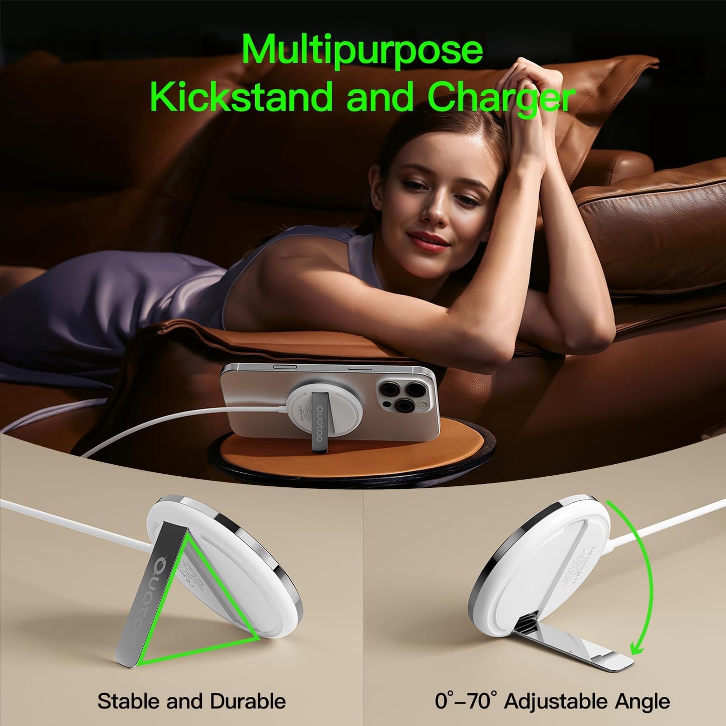 2025 Apple 15W Mag-Safe Charger 4FT Magnetic Wireless Charger 20W Fast Charging Block Compatible with iPhone17/16/15/14/13/12 Series & AirPods 4/3/2/Pro/for iPhone Wireless Charger Stand(white1p)