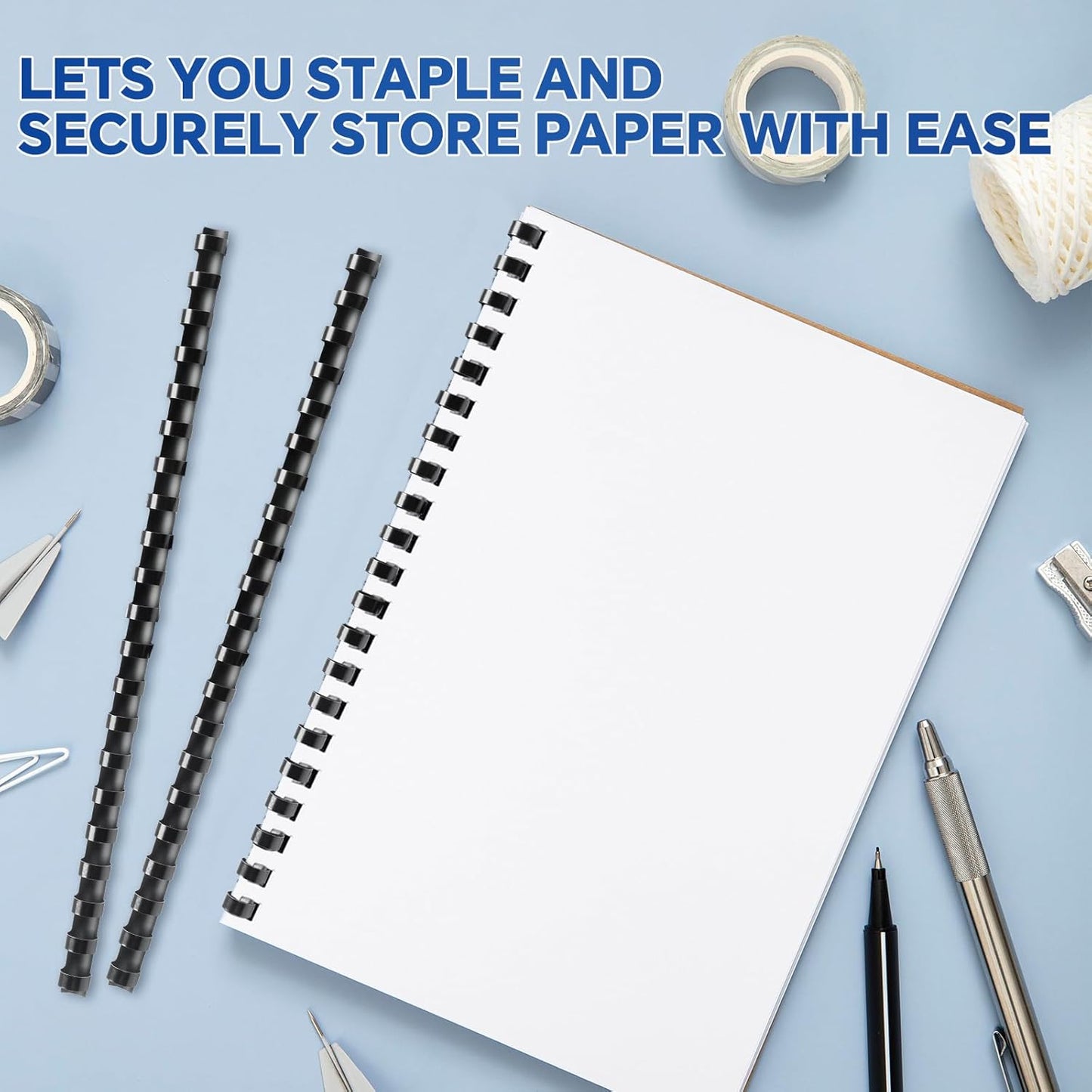 MYFULLY 100 Pack 21 Ring Plastic Comb Binding Spines | 1/4 Inch Diameter, 20 Sheet Capacity, A4, Black Binding Comb (1/4" (20 Sheet Capacity))